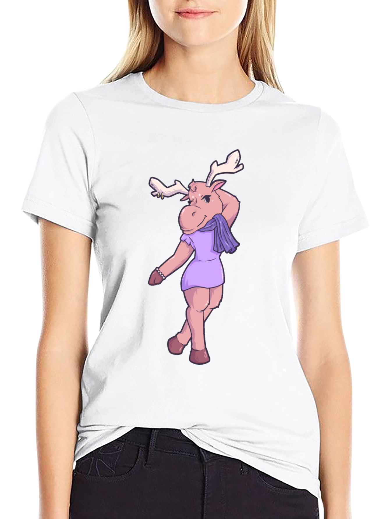 Moose in Dress Graphic T-Shirt