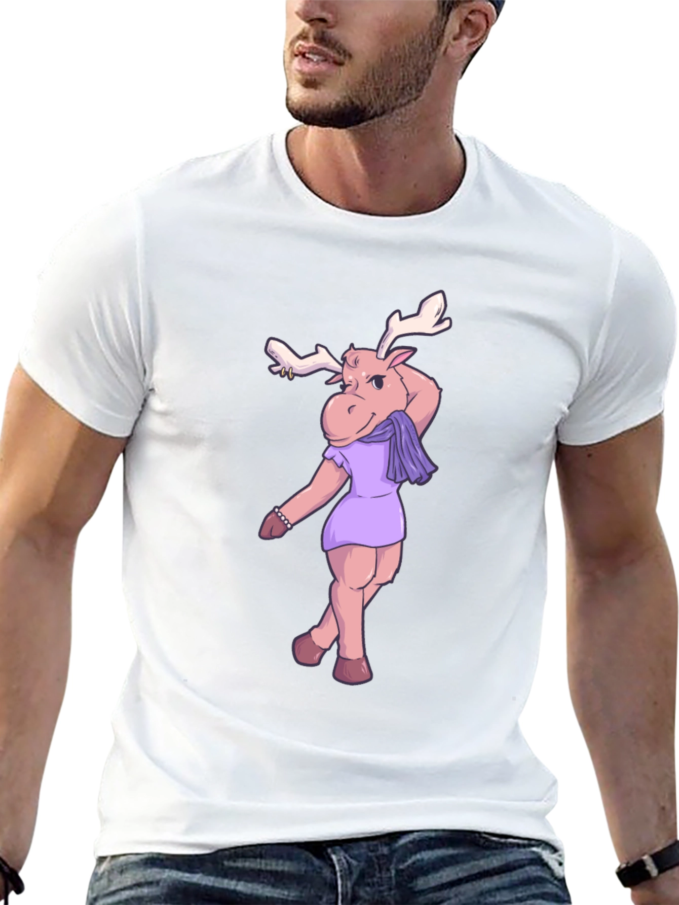Moose in Dress Graphic T-Shirt