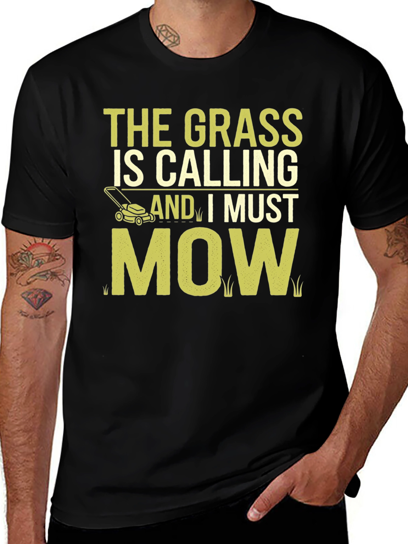 The Grass Is Calling Funny Lawn Mowing T-Shirt