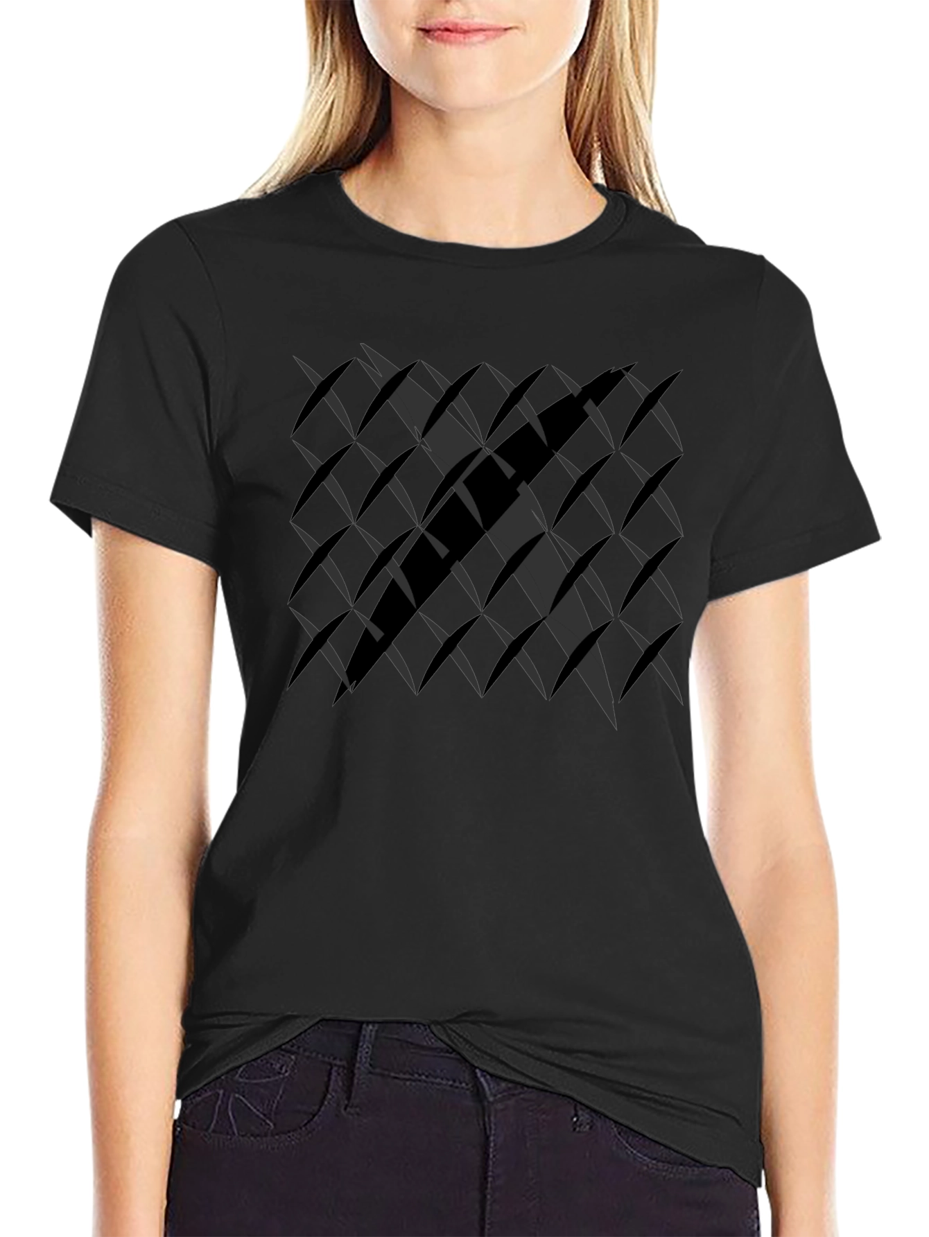 Modern Black Geometric Pattern T-Shirt