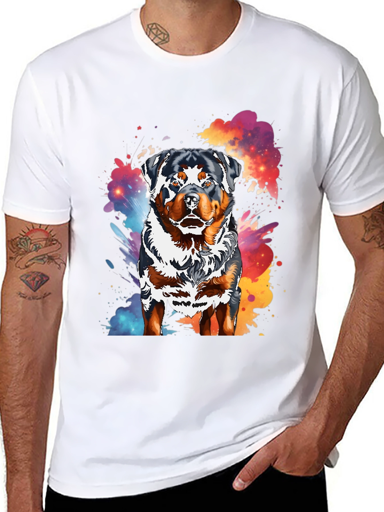 Rottweiler Splash T-Shirt - Unique Dog Lover Tee
