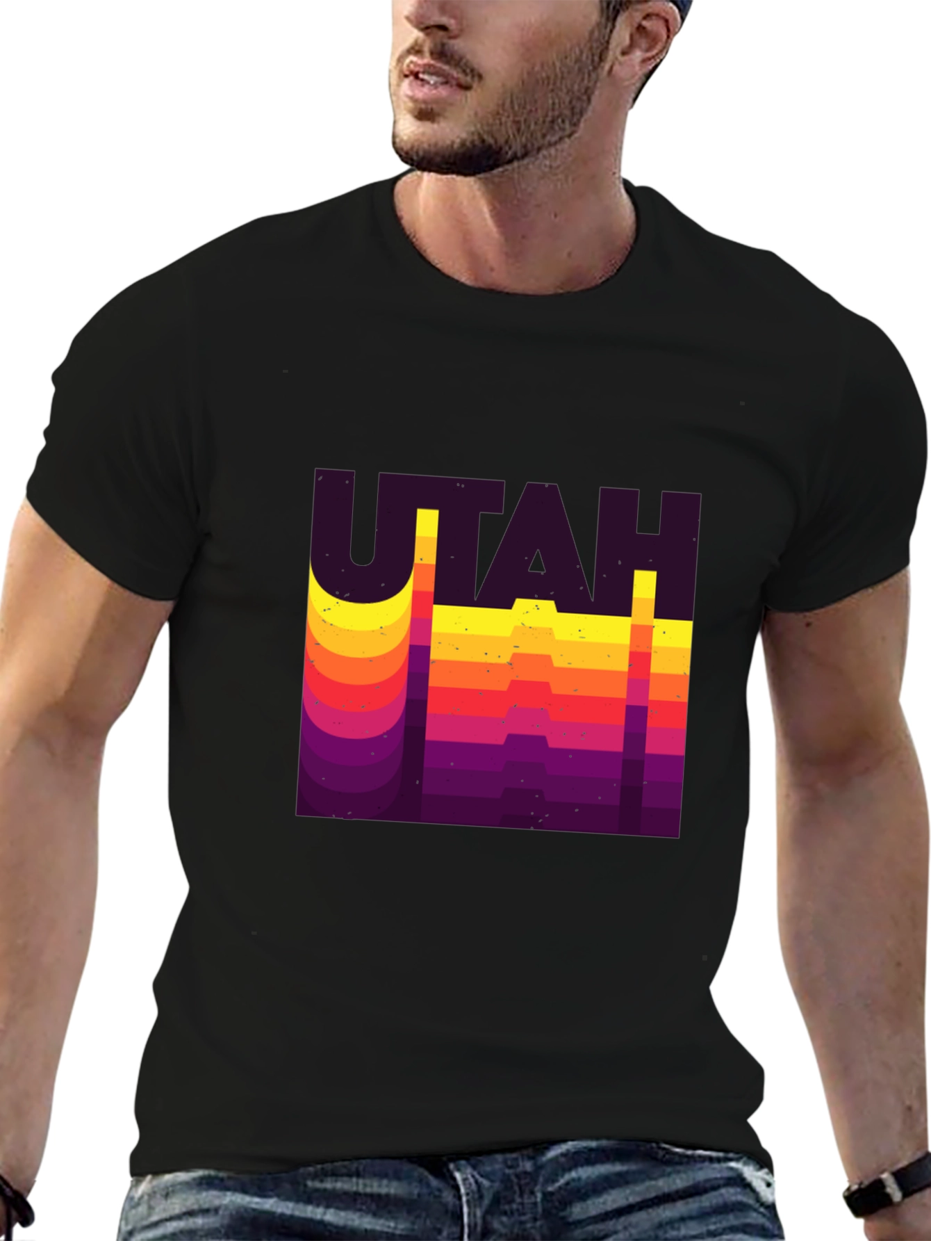 Retro Utah Graphic T-Shirt - Black Tee