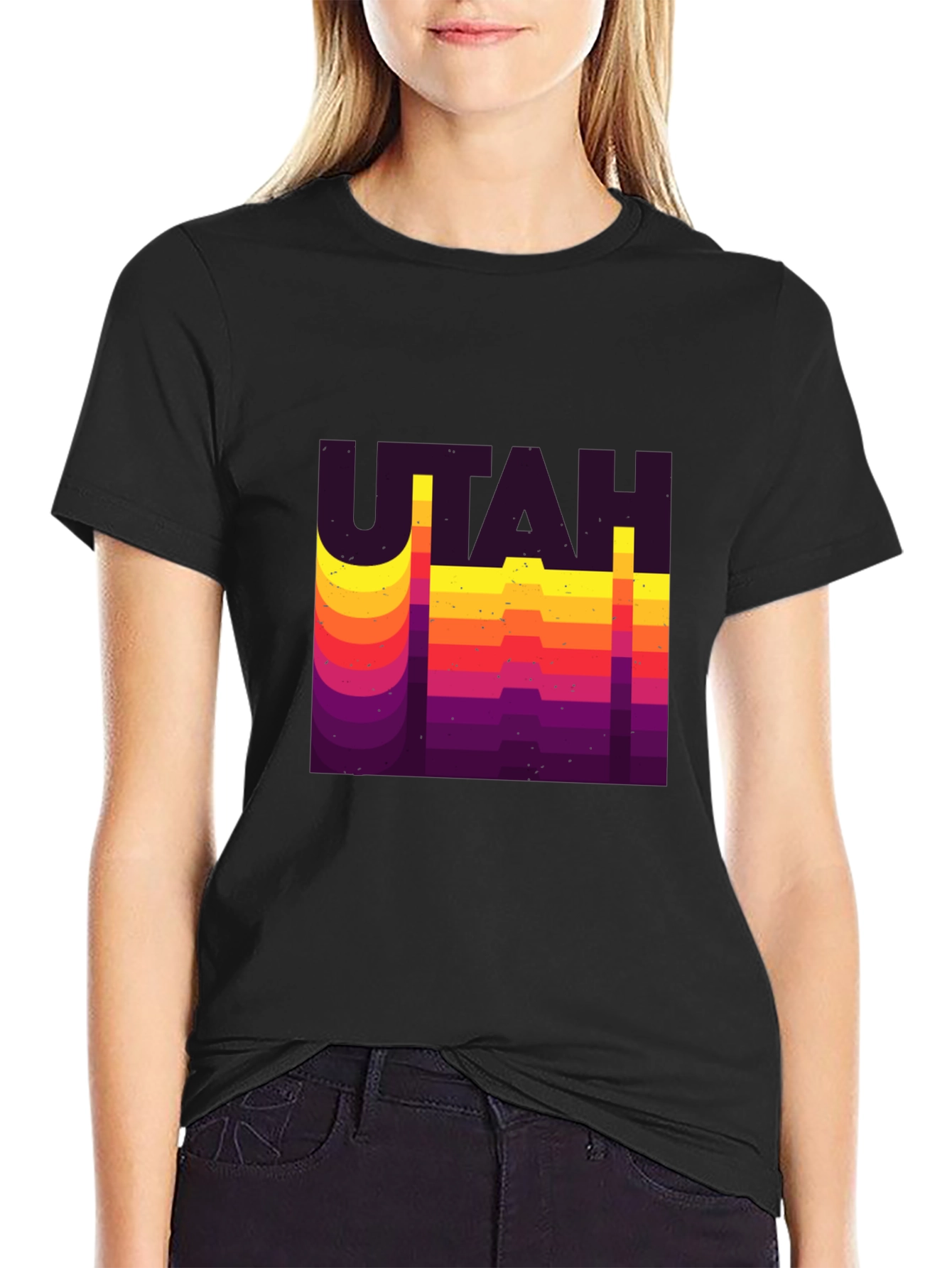 Retro Utah Graphic T-Shirt - Black Tee