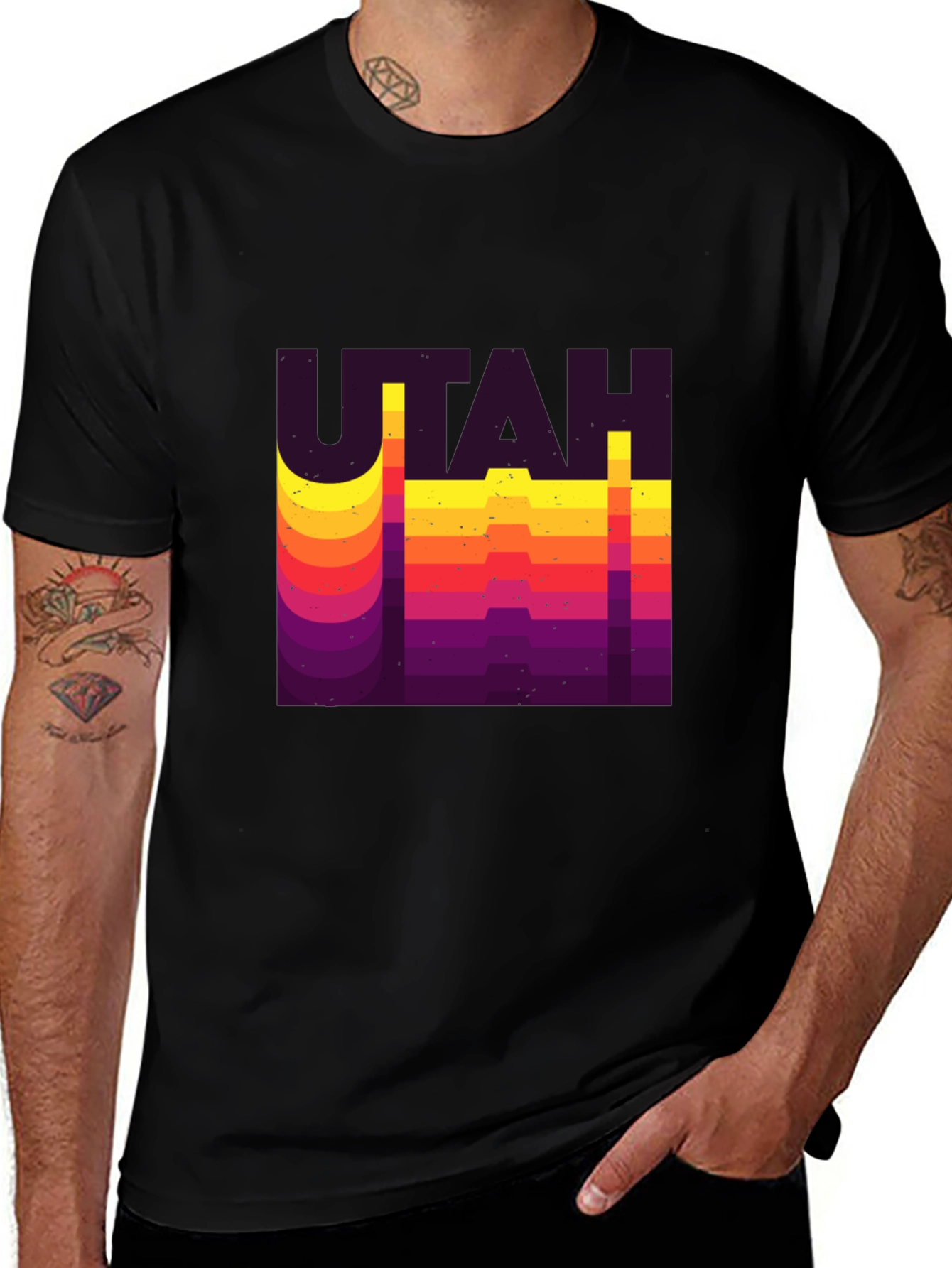 Retro Utah Graphic T-Shirt - Black Tee