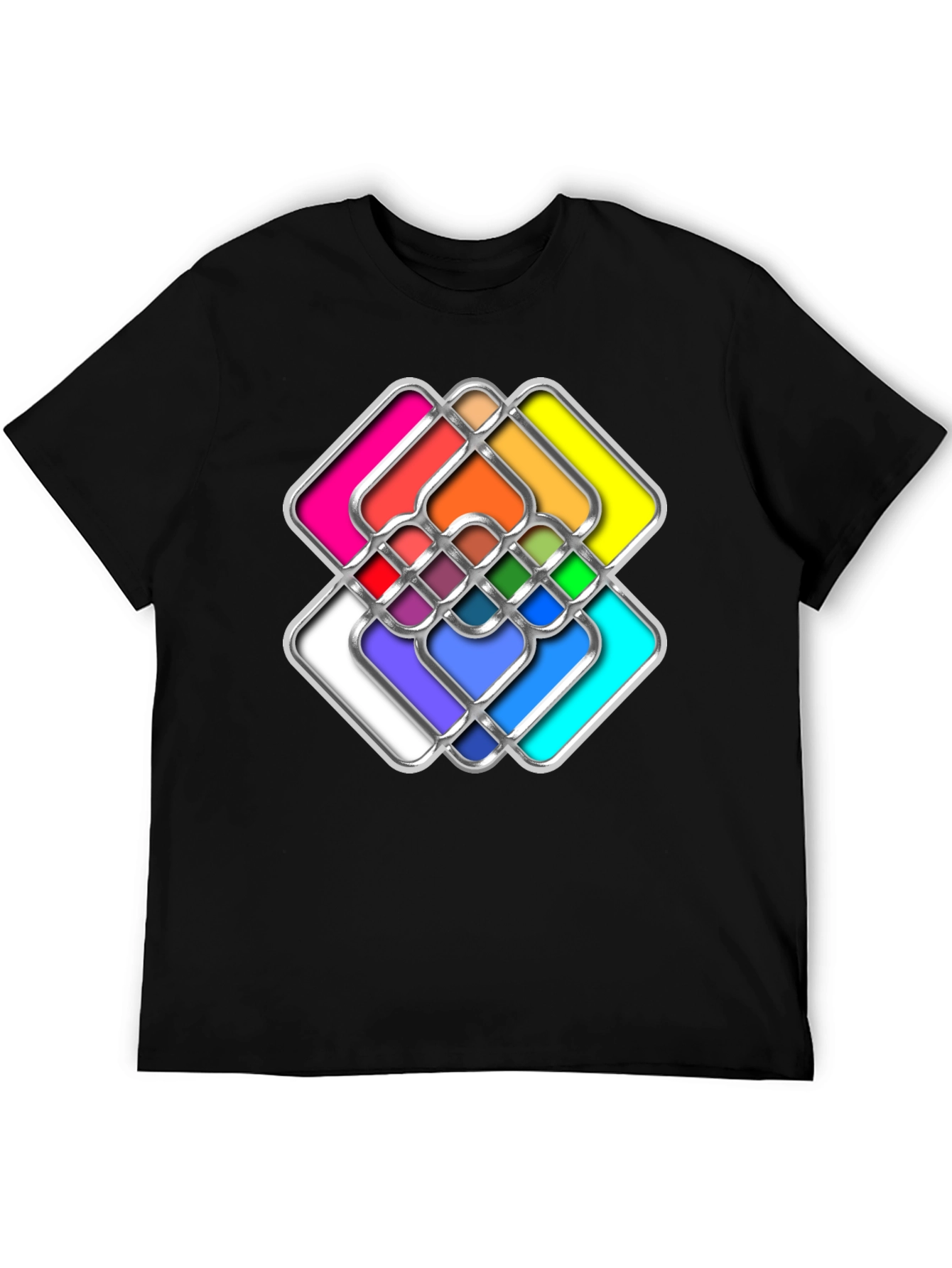 Abstract Geometric Graphic Black T-Shirt