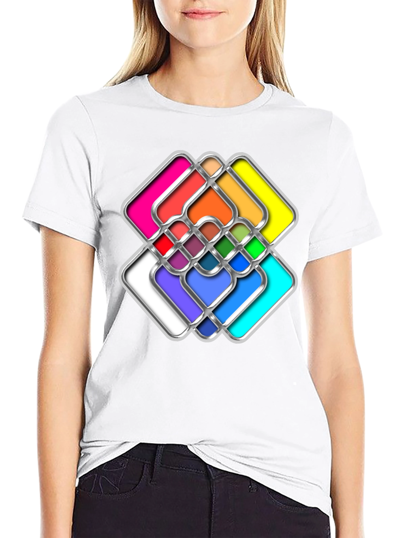 Abstract Geometric Graphic Black T-Shirt
