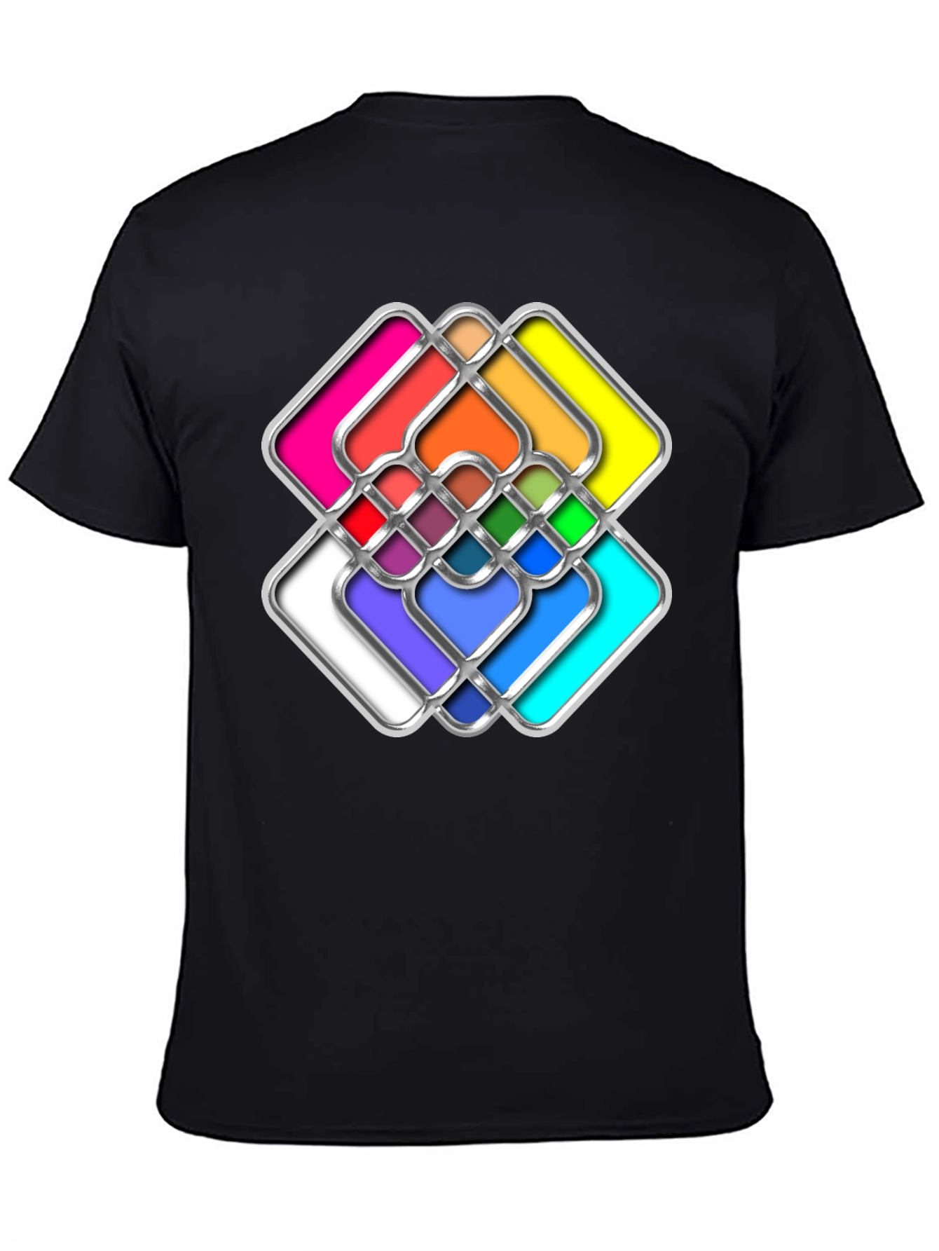 Abstract Geometric Graphic Black T-Shirt