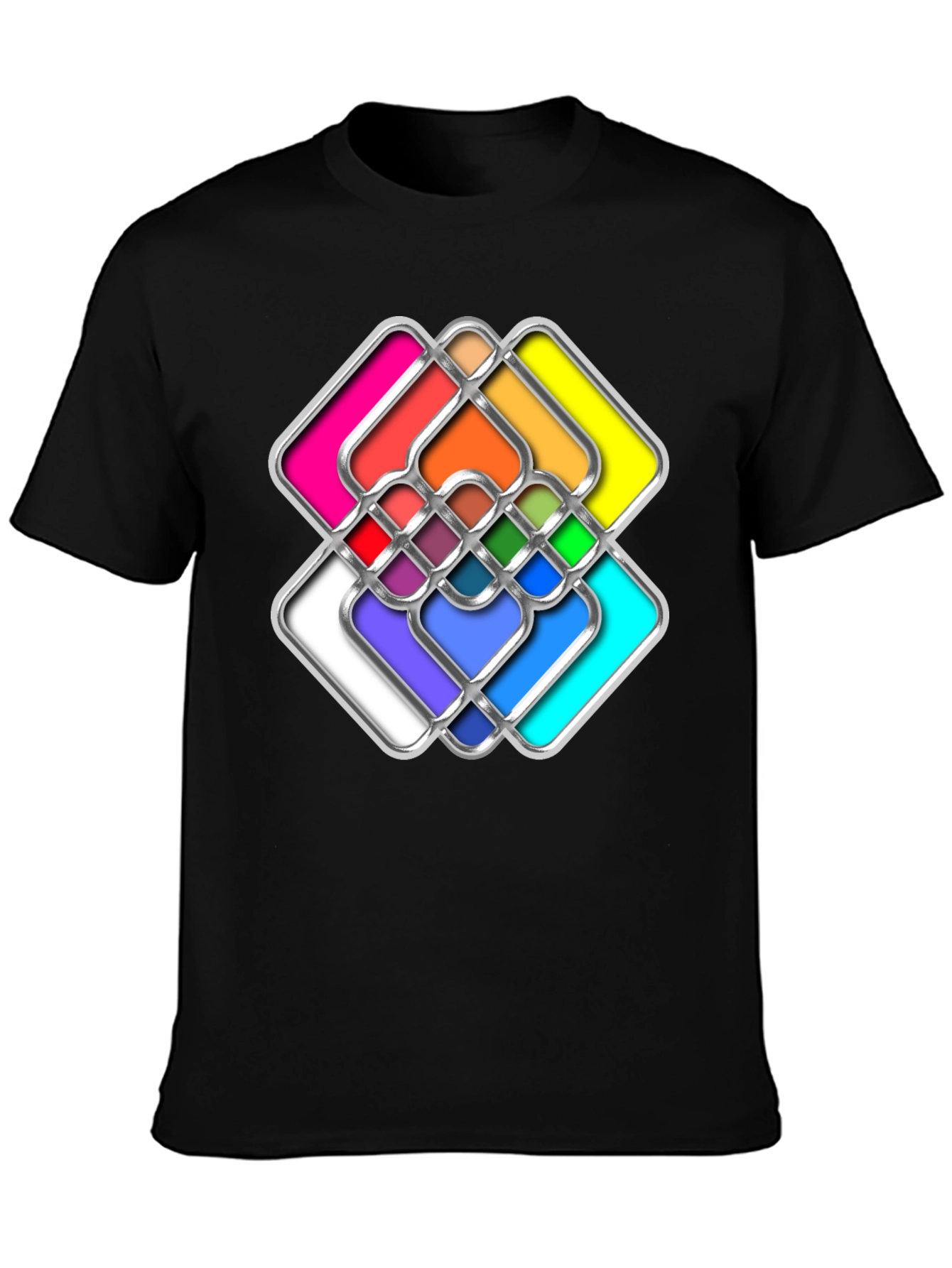 Abstract Geometric Graphic Black T-Shirt