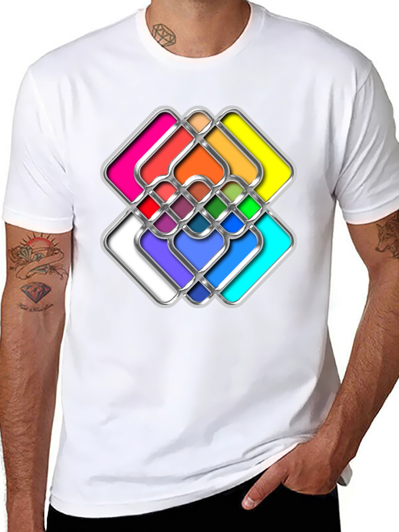 Abstract Geometric Graphic Black T-Shirt