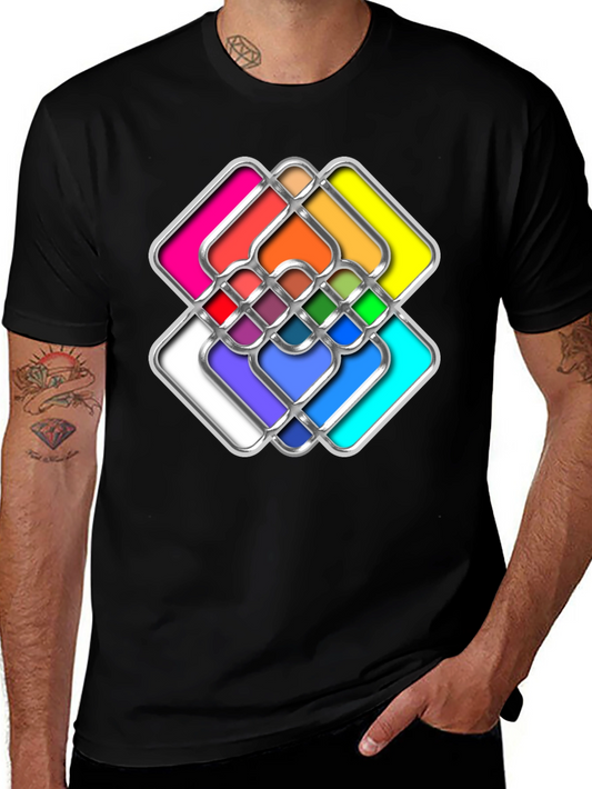 Abstract Geometric Graphic Black T-Shirt