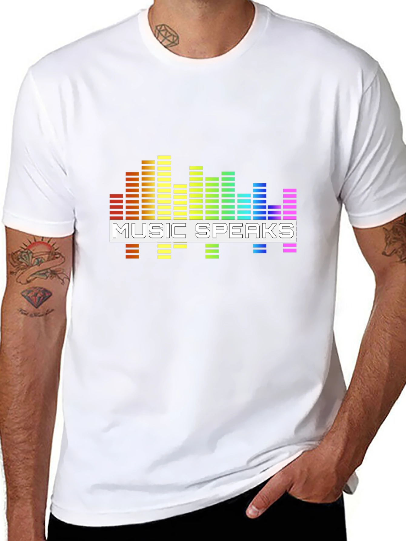Music Speaks Graphic Tee - Black Cotton T-Shirt