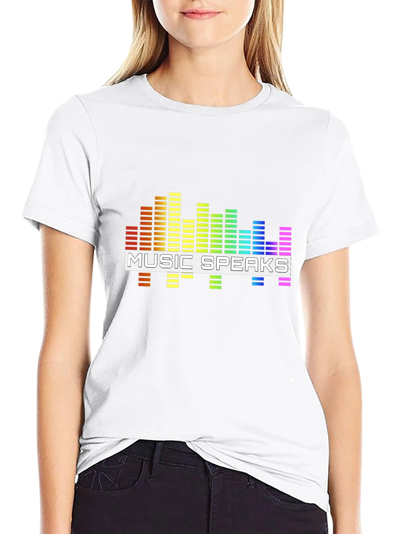 Music Speaks Graphic Tee - Black Cotton T-Shirt