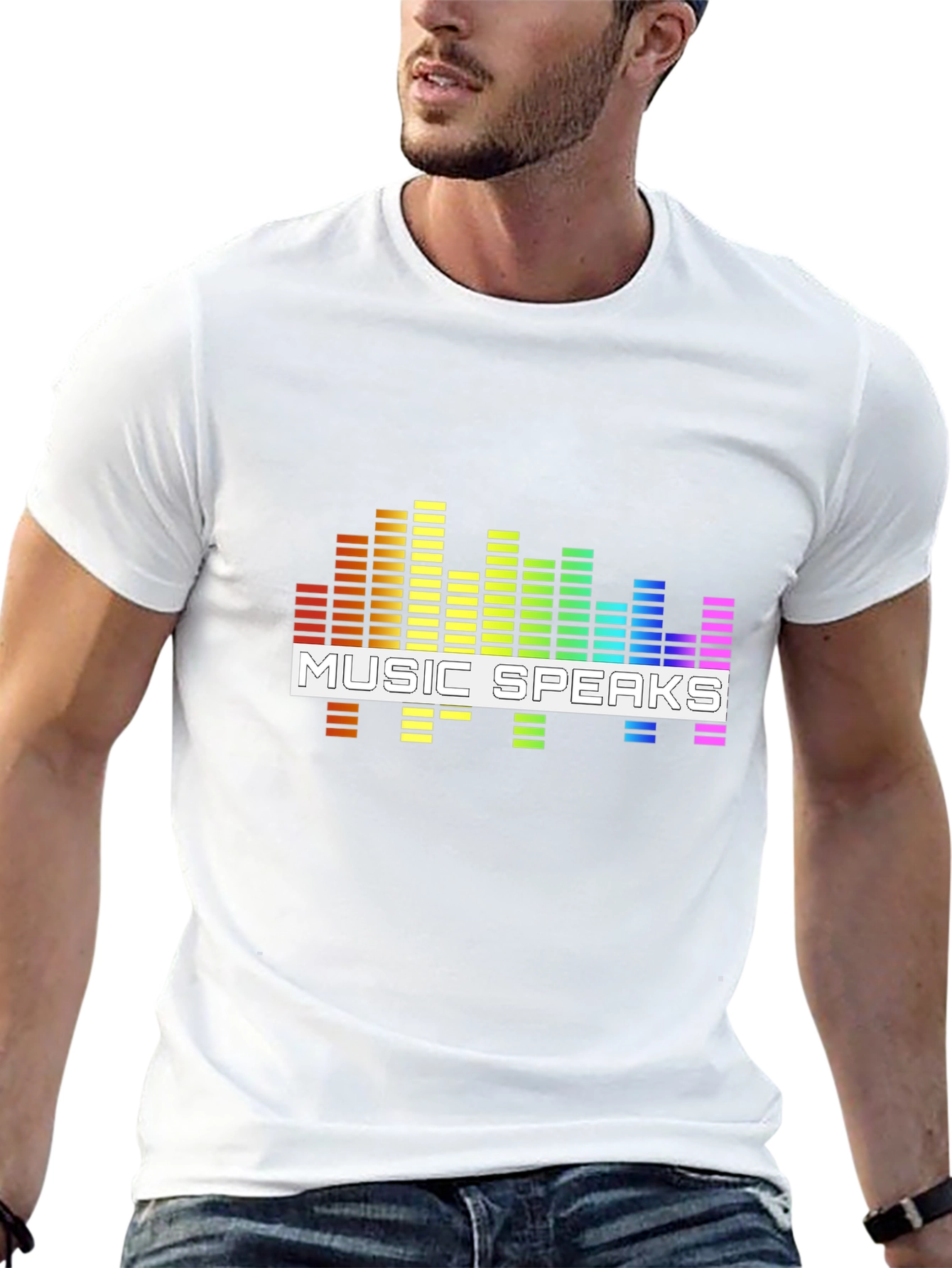 Music Speaks Graphic Tee - Black Cotton T-Shirt