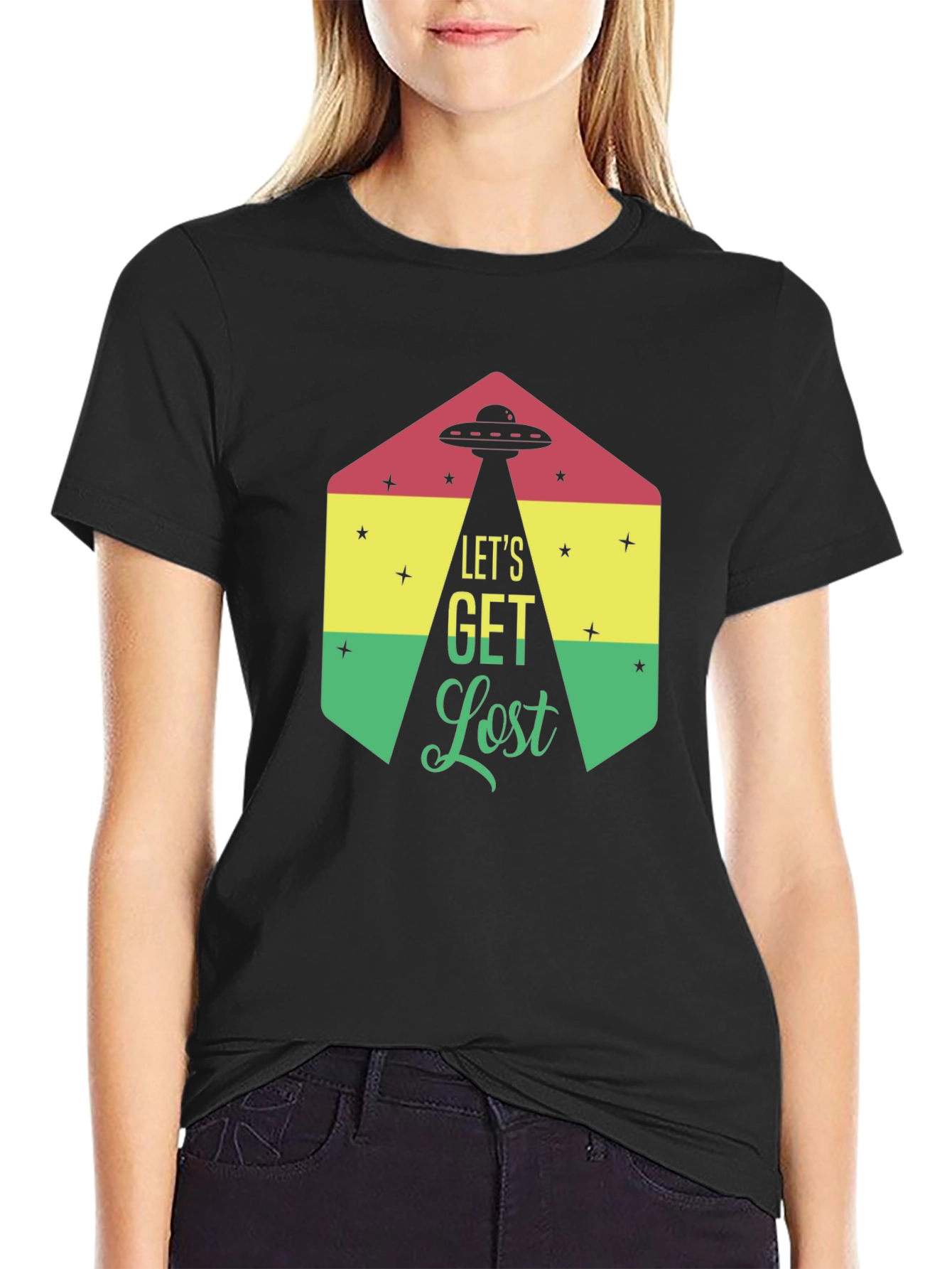 Lets Get Lost Alien UFO Graphic T-Shirt