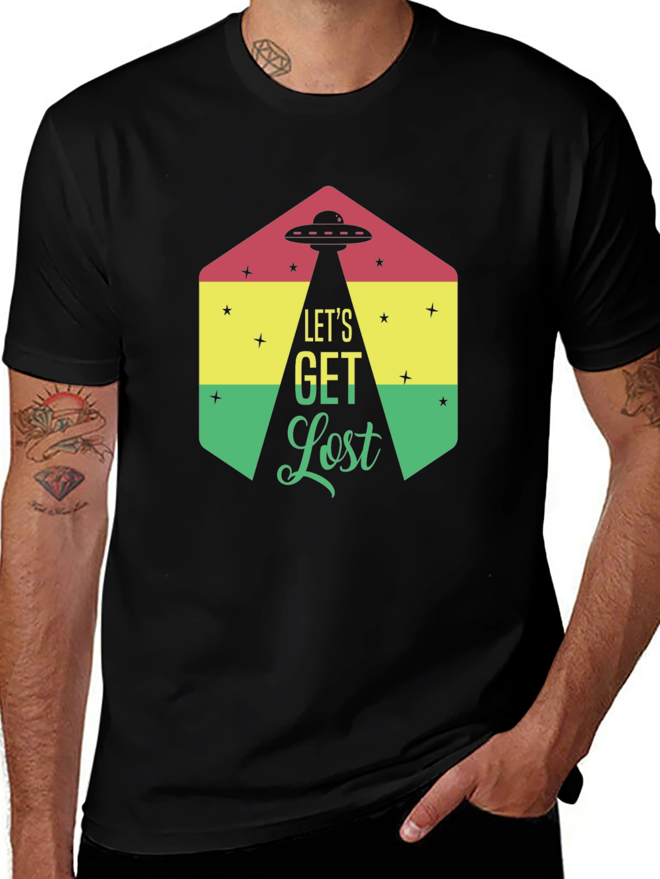 Lets Get Lost Alien UFO Graphic T-Shirt