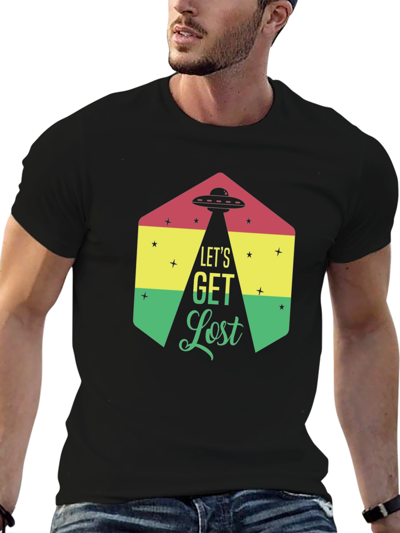 Lets Get Lost Alien UFO Graphic T-Shirt