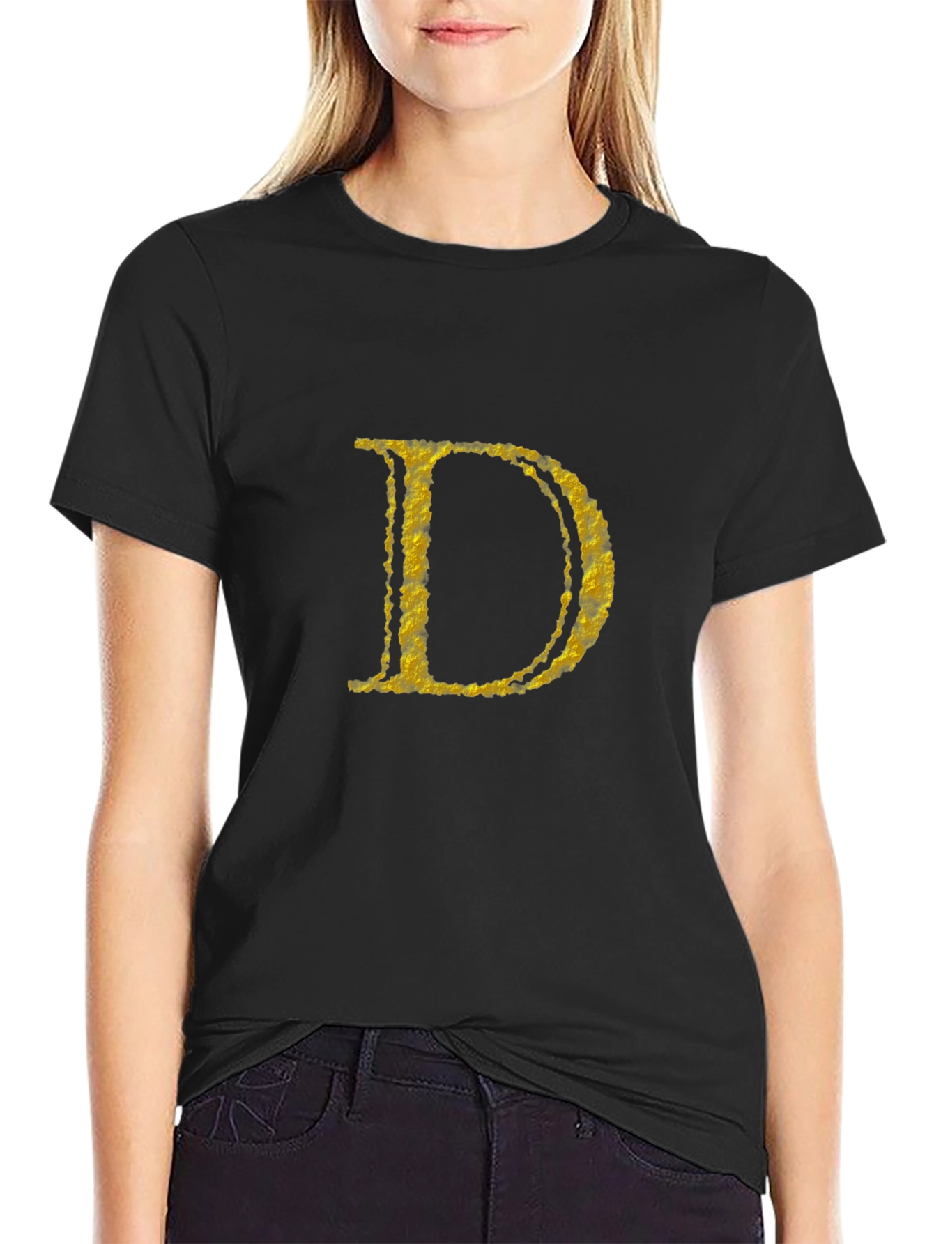 Gold Initial D Black T-Shirt