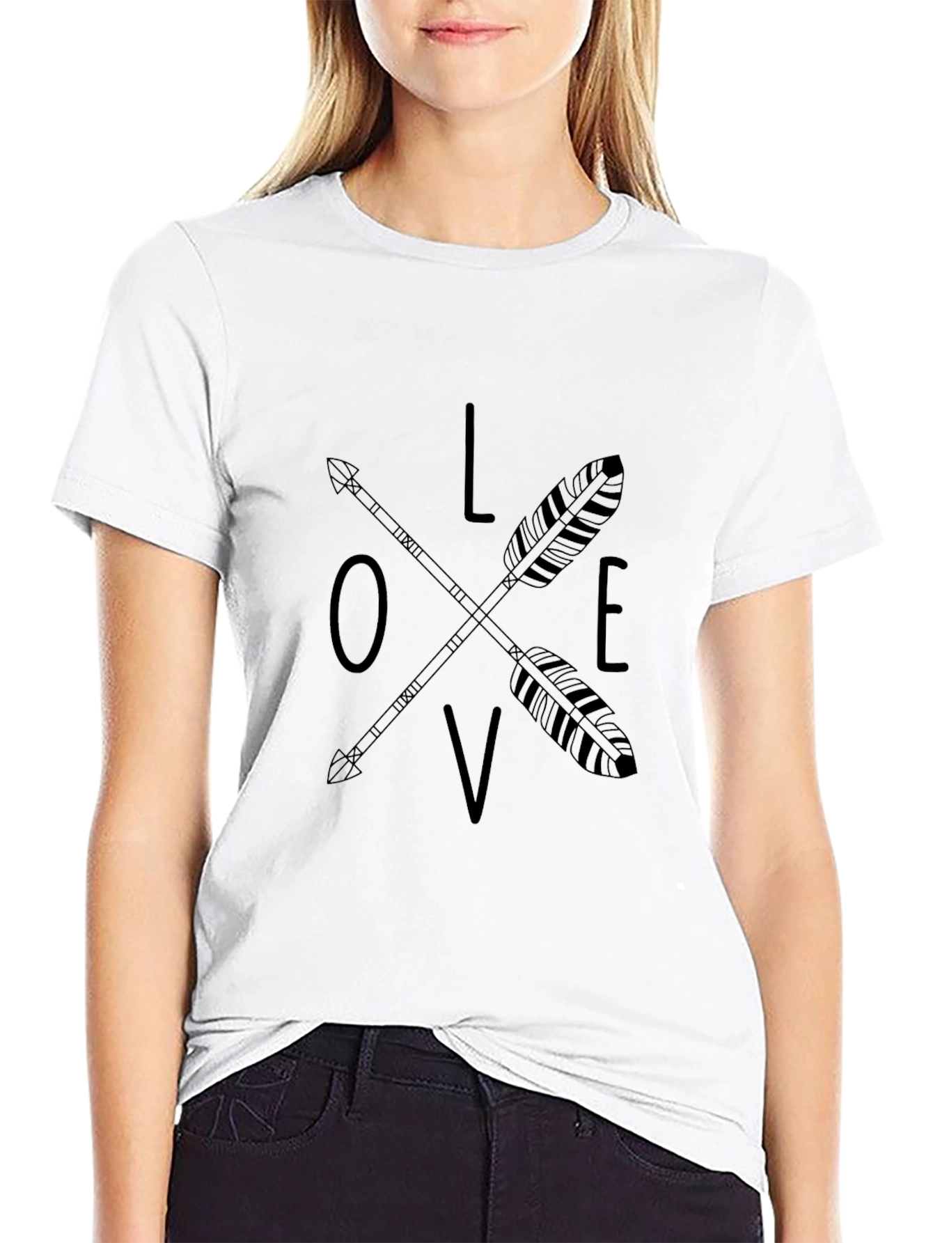 Love Arrow Graphic Tee - Black Casual T-Shirt