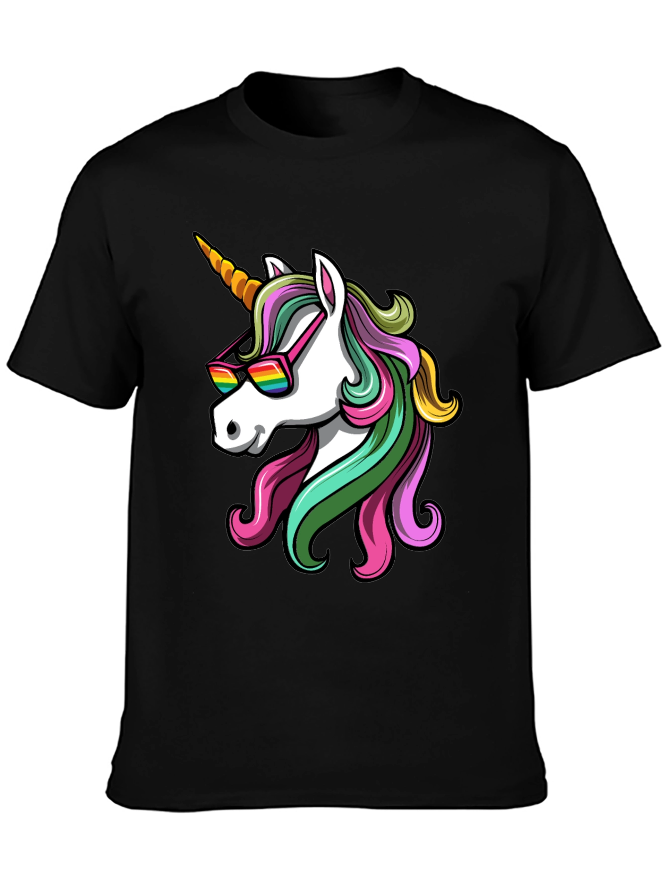 Unicorn Sunglasses Graphic T-Shirt - Black