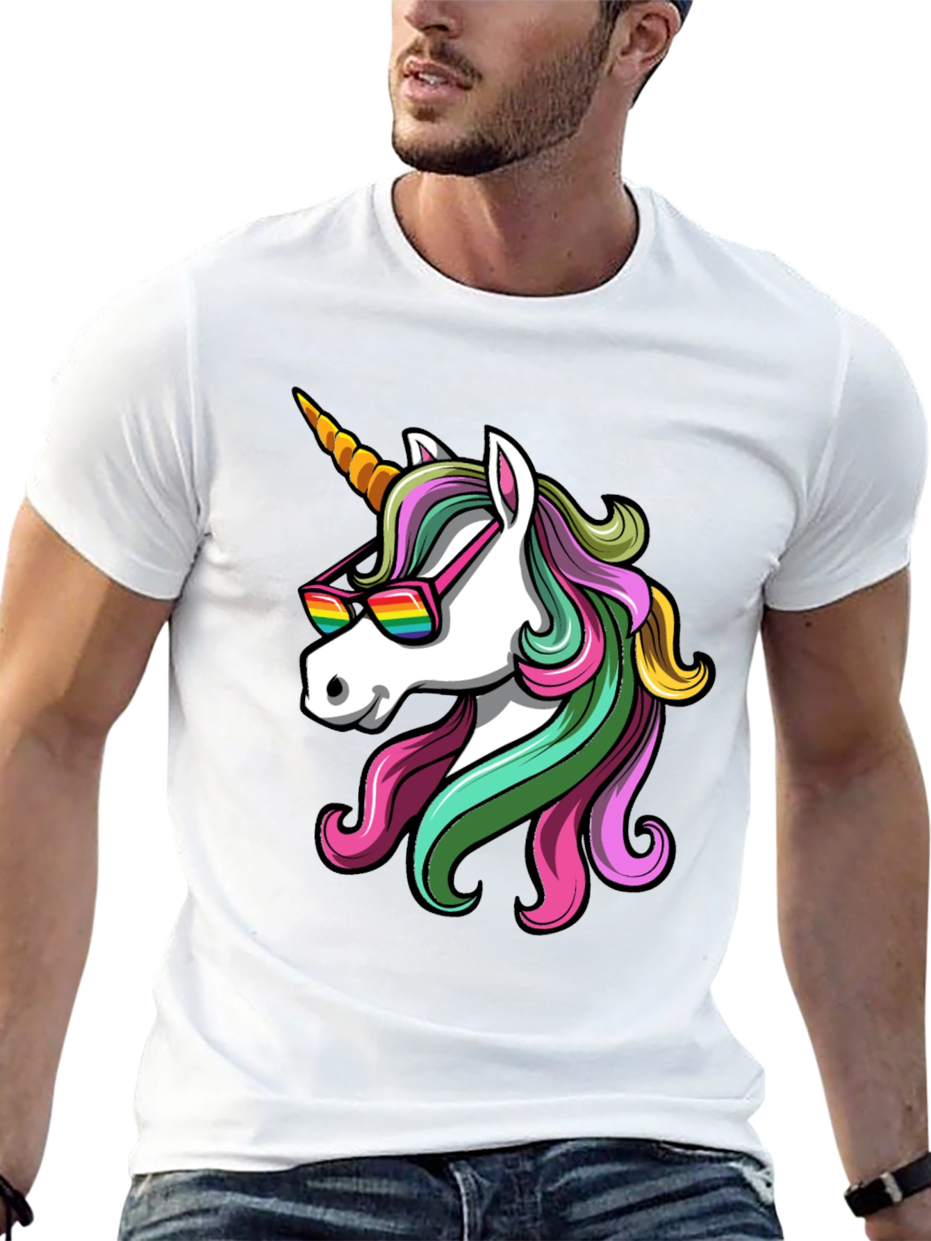 Unicorn Sunglasses Graphic T-Shirt - Black