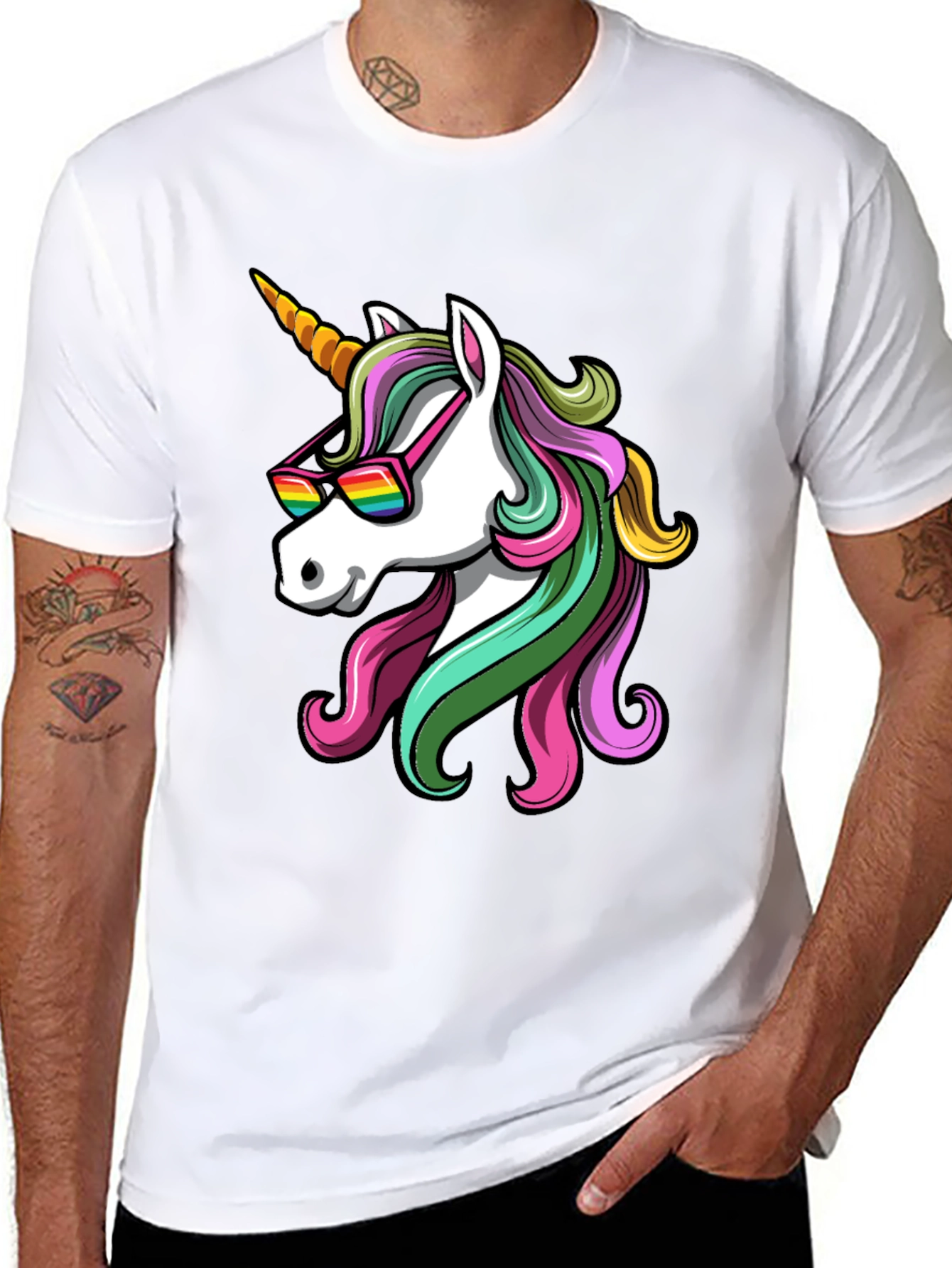 Unicorn Sunglasses Graphic T-Shirt - Black