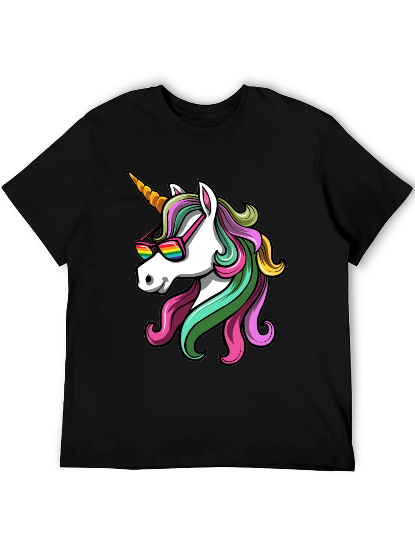 Unicorn Sunglasses Graphic T-Shirt - Black