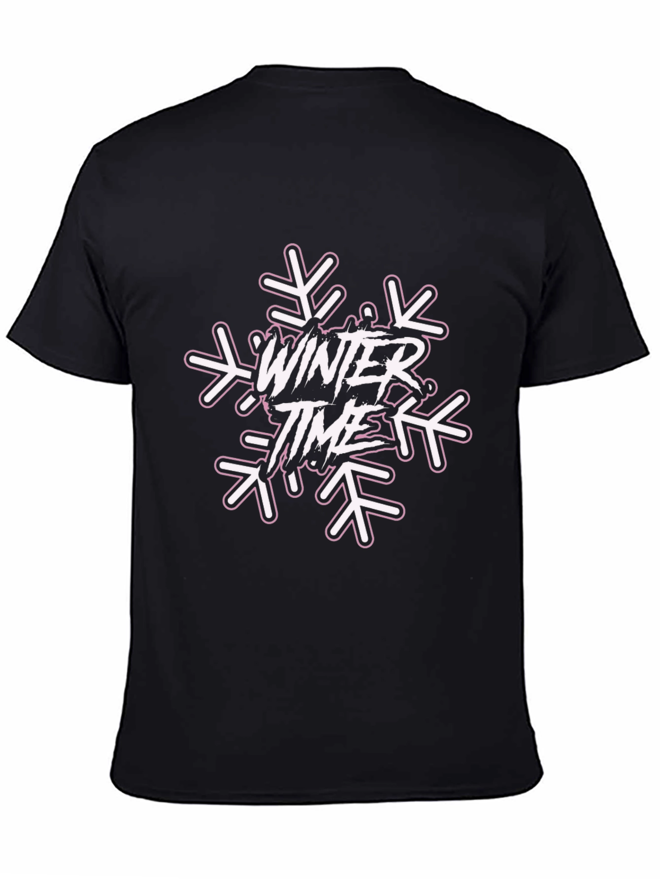 Winter Time Snowflake Graphic Tee - Black Cotton Blend