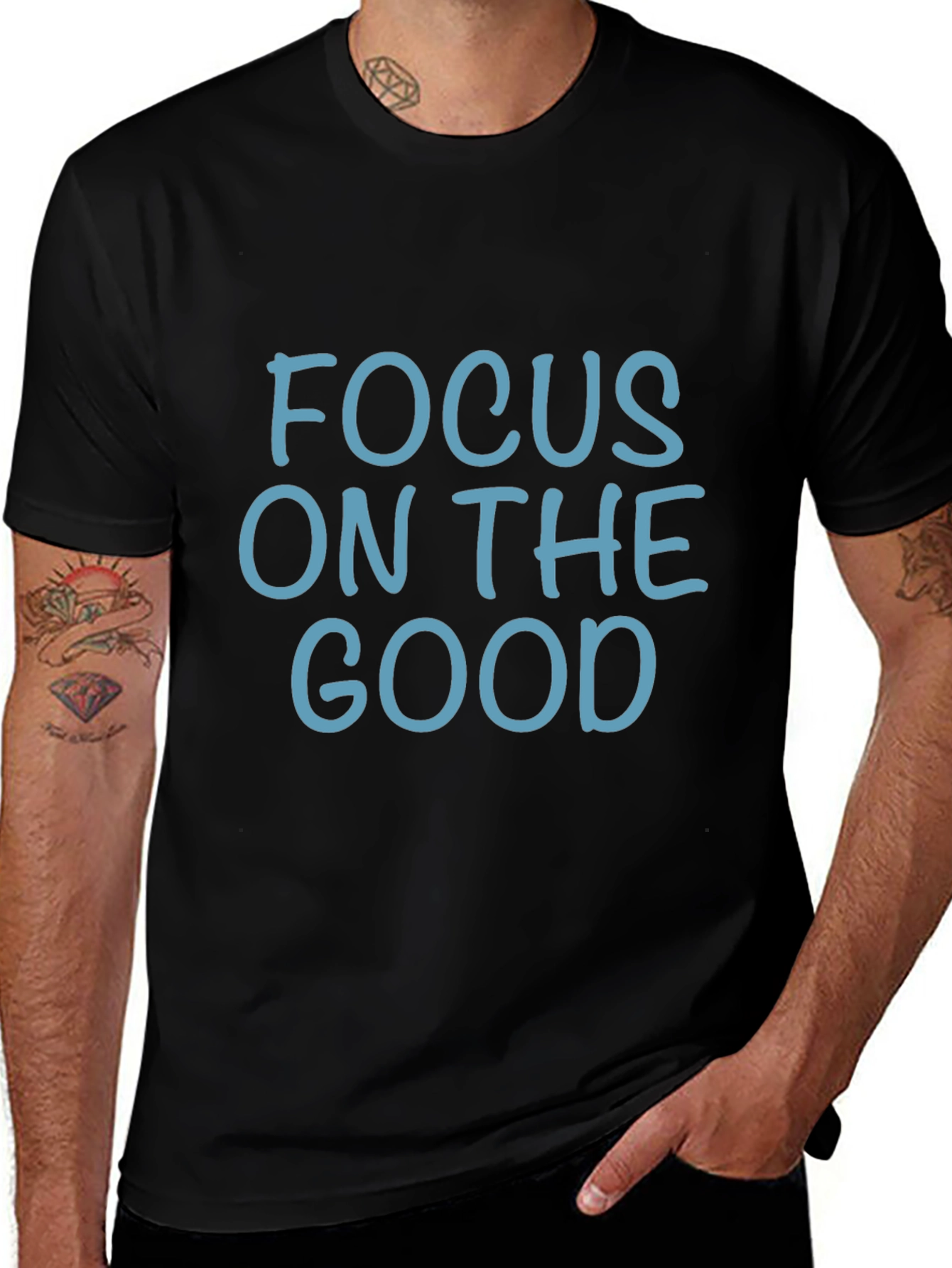 Focus On The Good Graphic Black T-Shirt