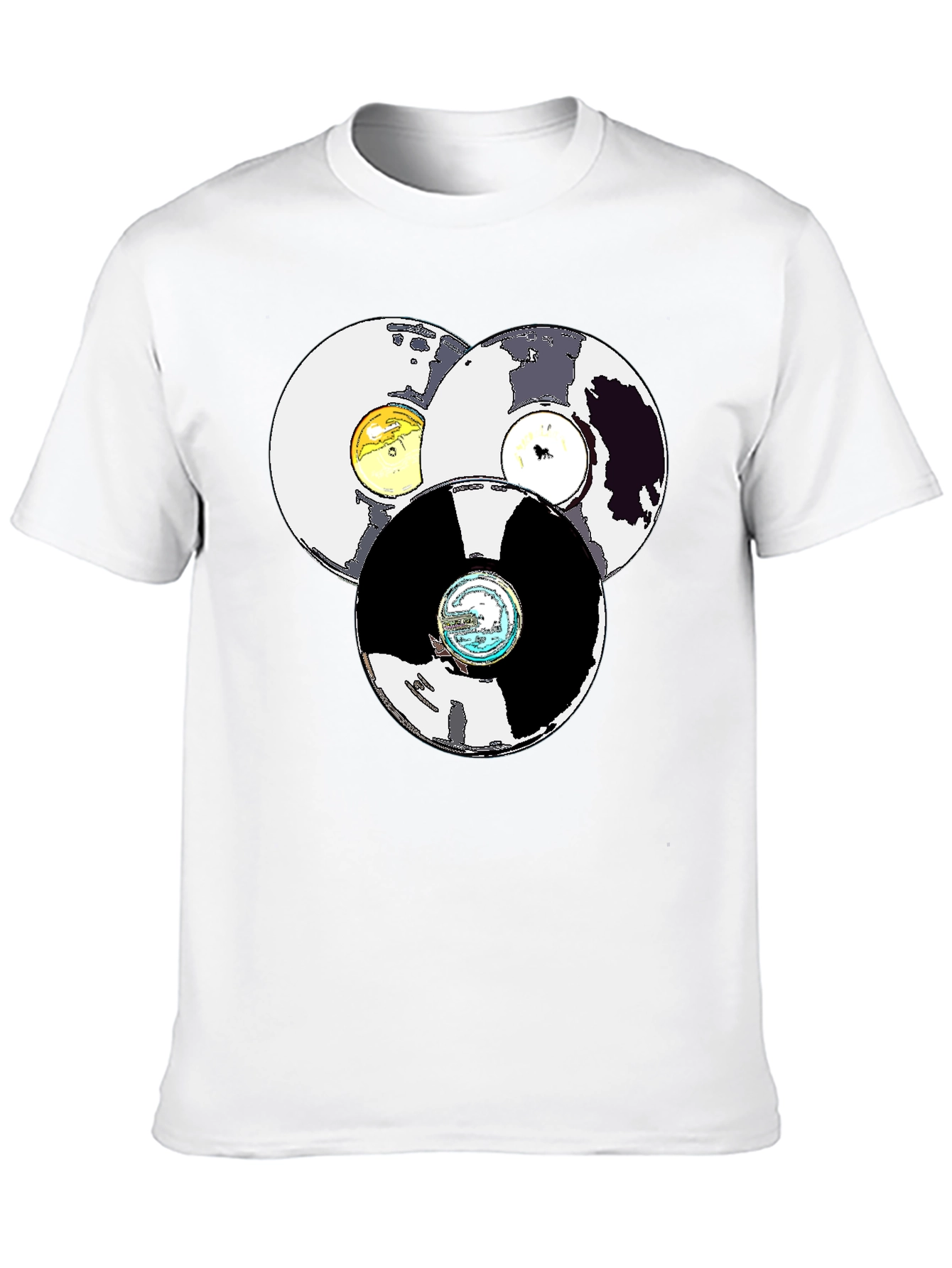 Retro Record Stack Graphic T-Shirt