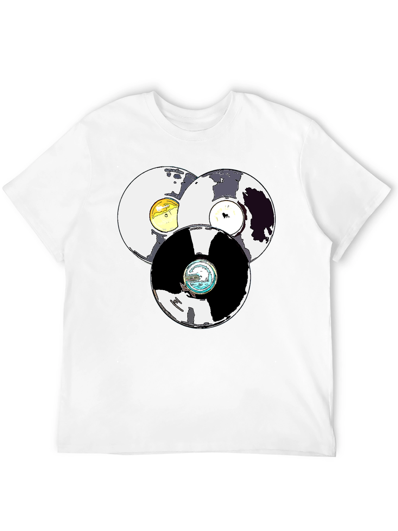Retro Record Stack Graphic T-Shirt