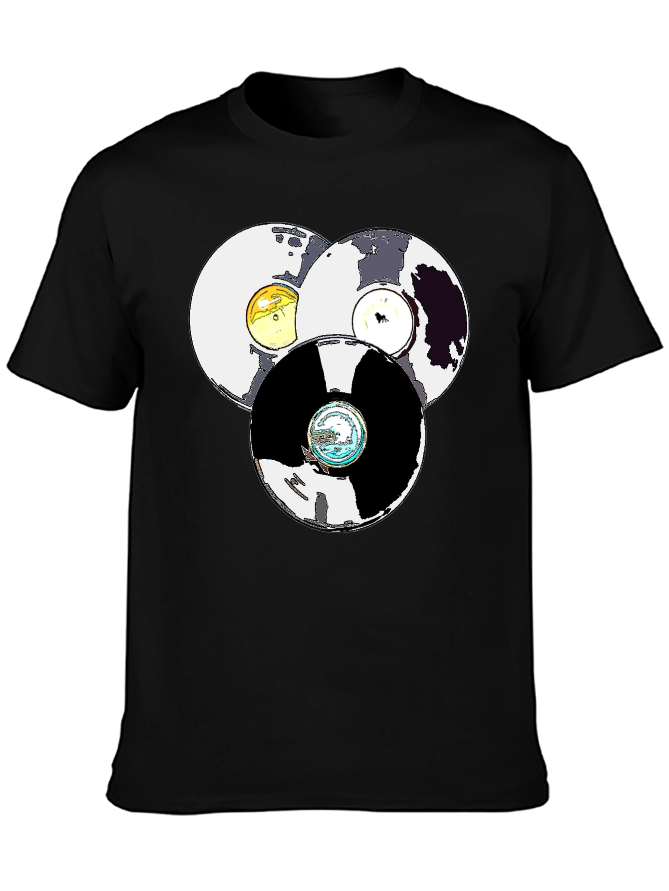 Retro Record Stack Graphic T-Shirt