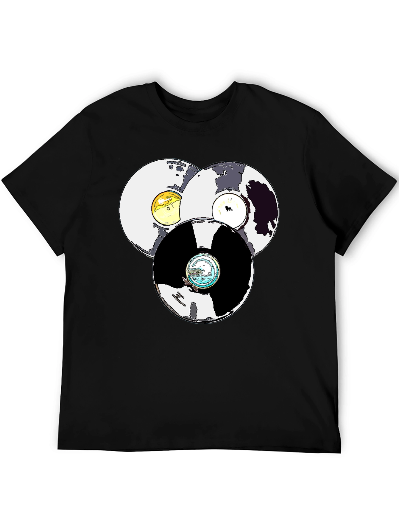 Retro Record Stack Graphic T-Shirt
