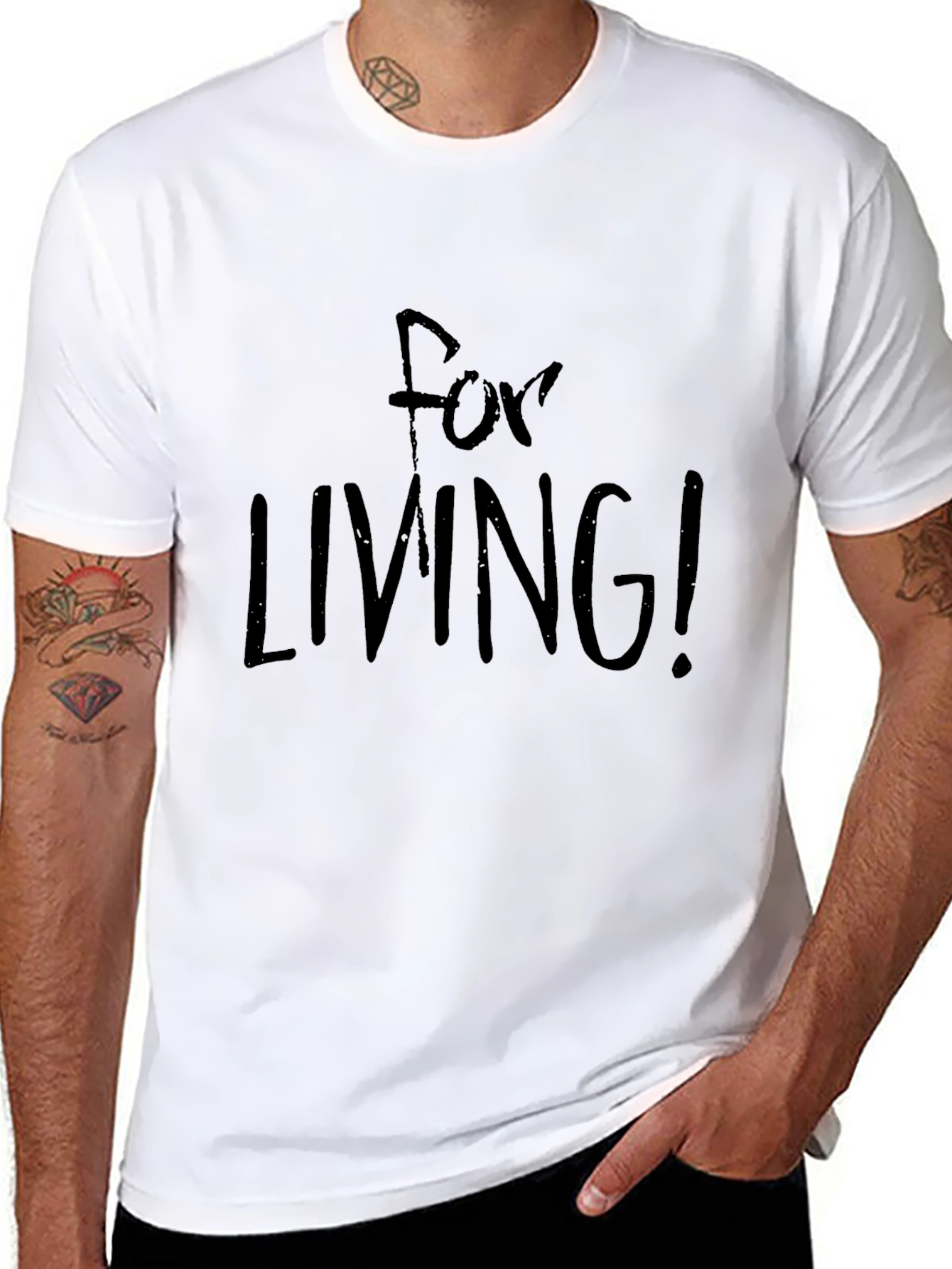 For Living! Graphic Tee - Black Casual T-Shirt
