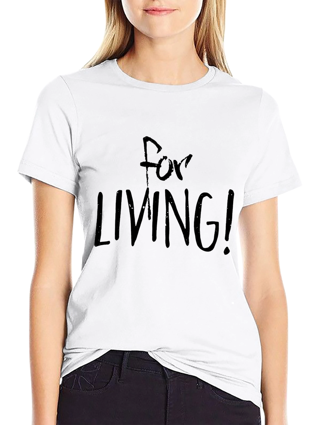 For Living! Graphic Tee - Black Casual T-Shirt