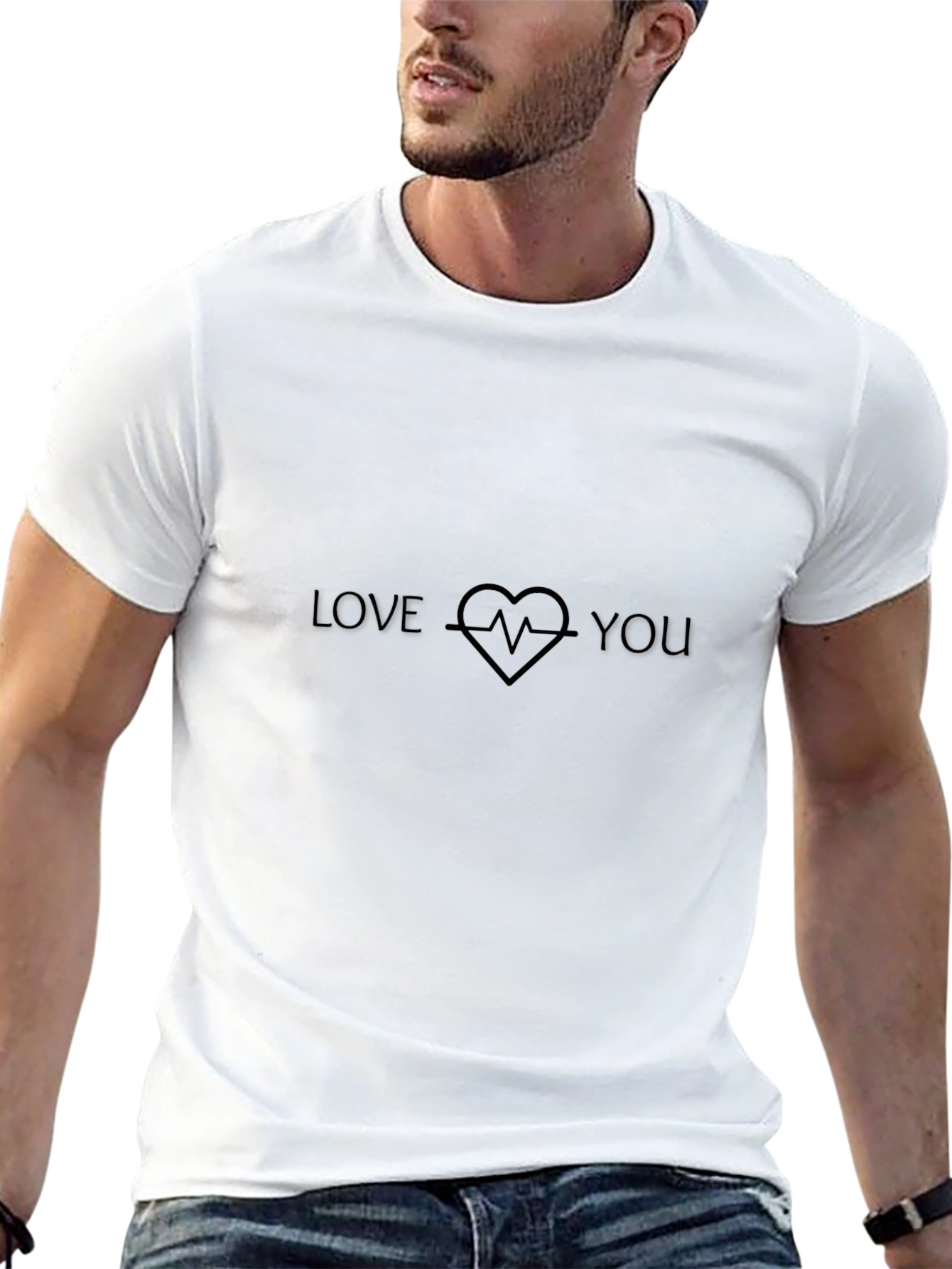 Love You Heartbeat T-Shirt - Black