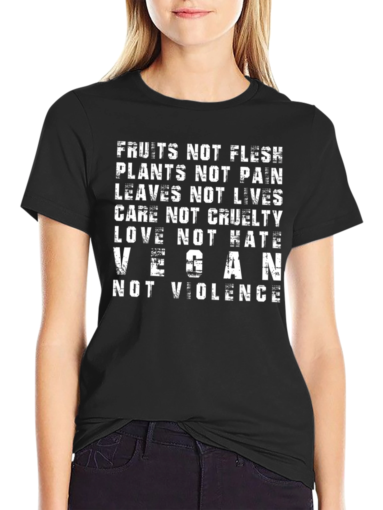 Vegan Message Graphic Tee - Fruits Not Flesh