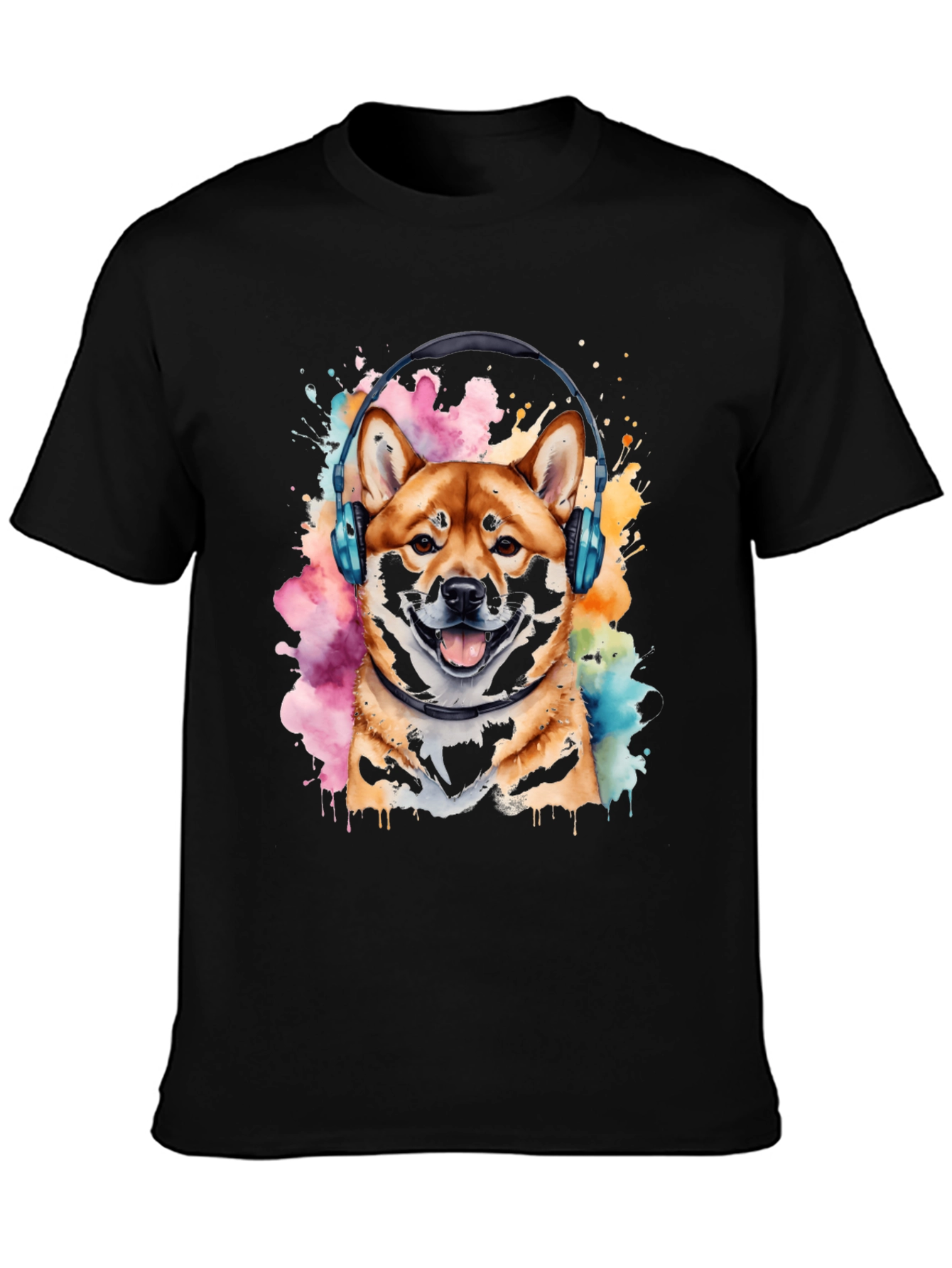 Shiba Inu Headphones Graphic Tee