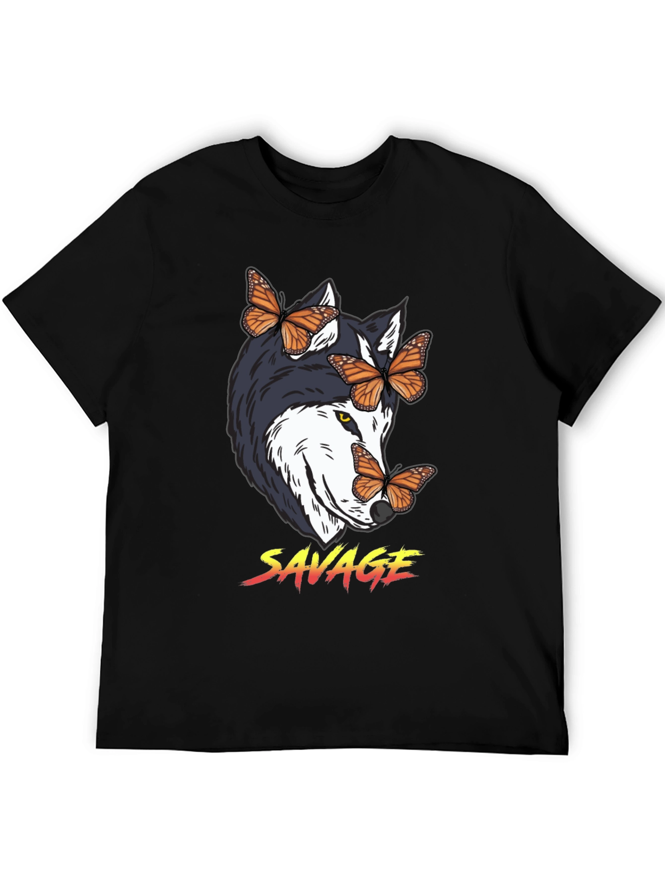 Savage Wolf Butterfly Graphic Tee