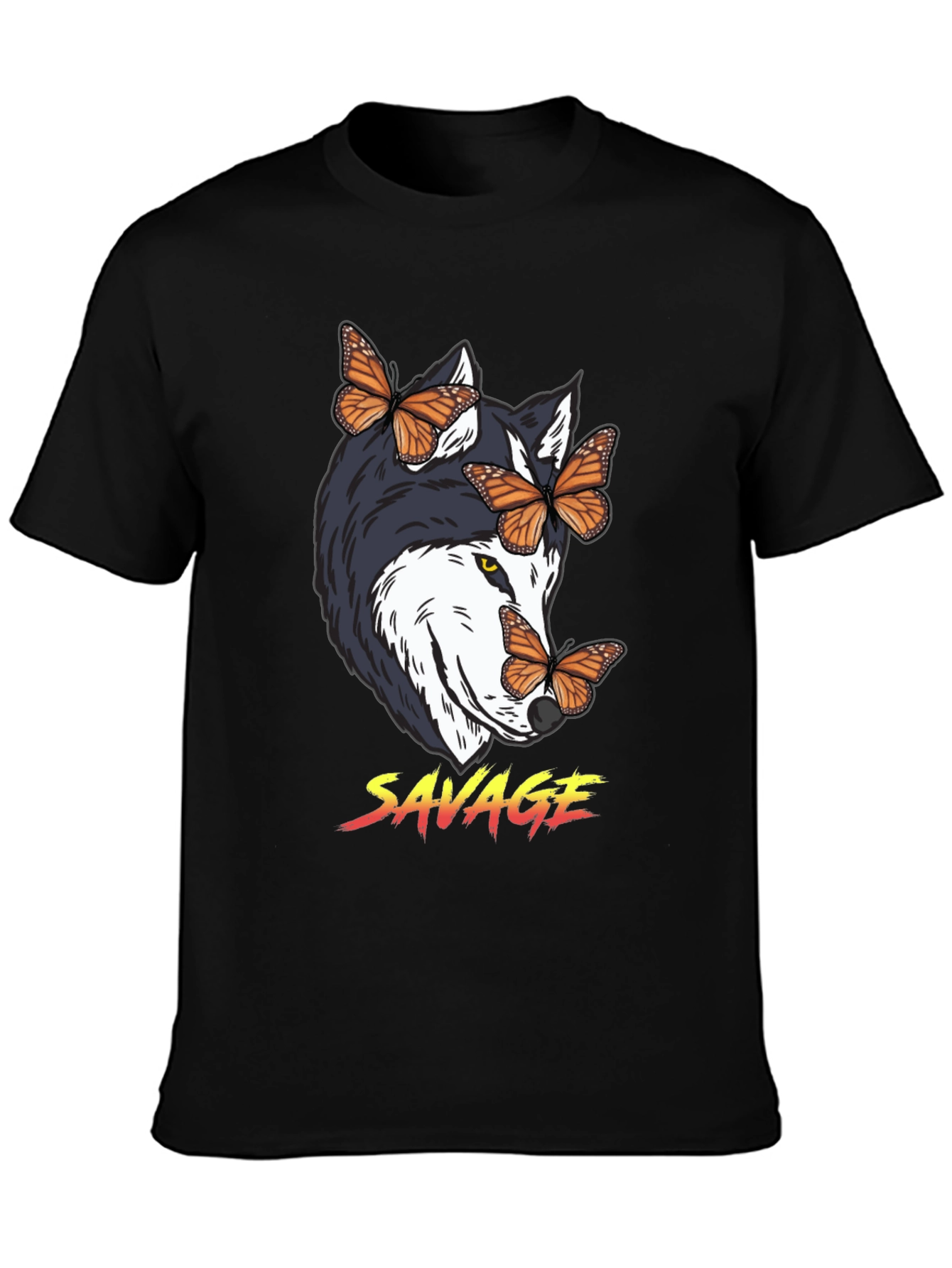 Savage Wolf Butterfly Graphic Tee