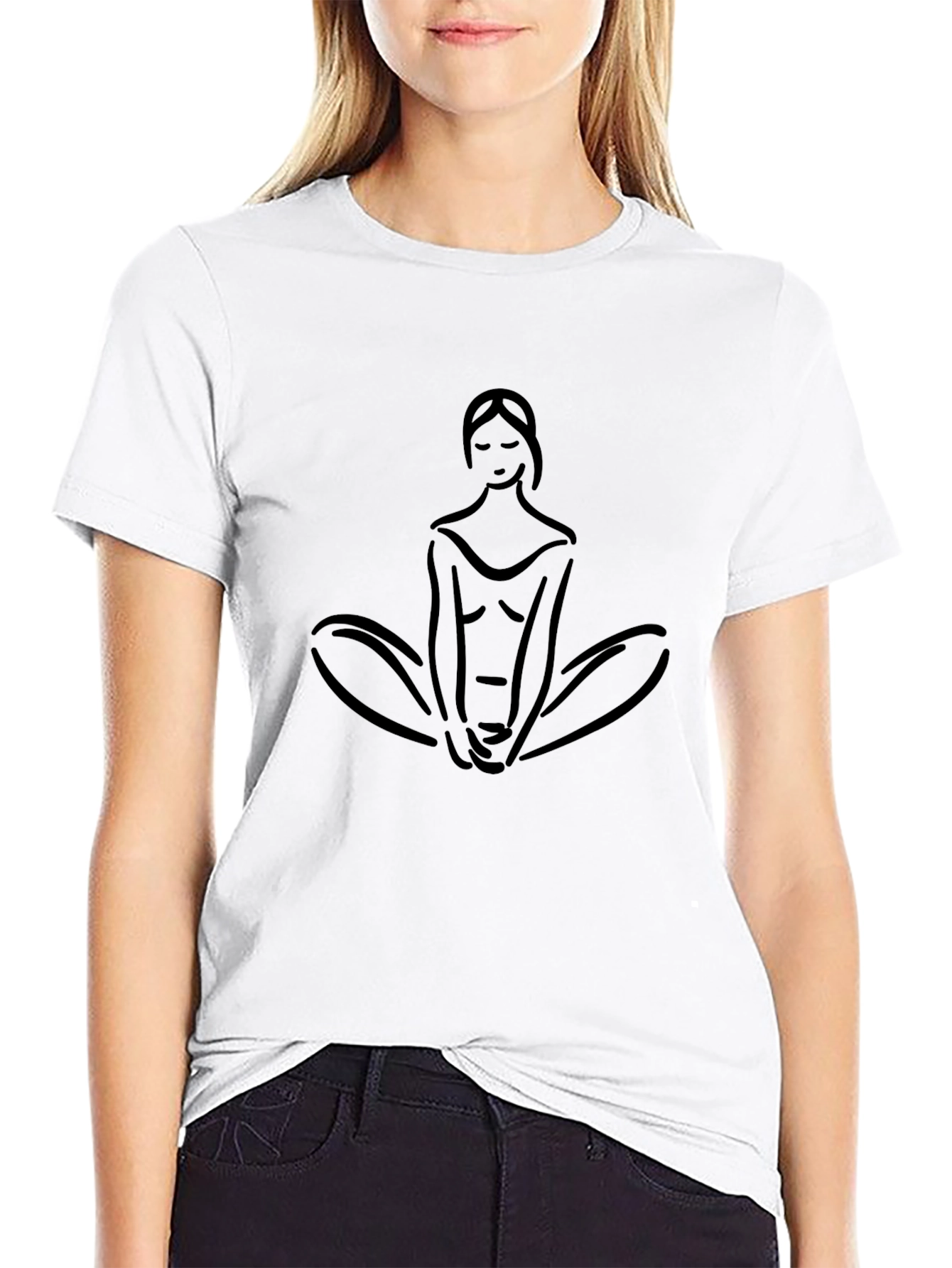Yoga Pose T-Shirt - Minimalist Line Art