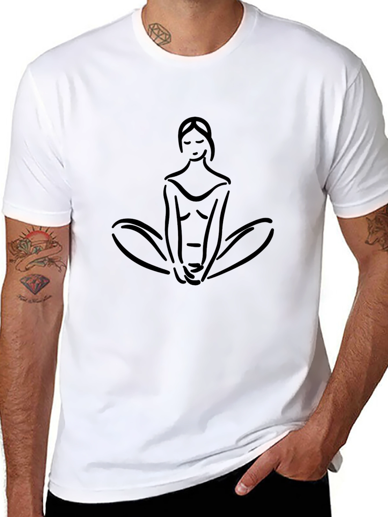 Yoga Pose T-Shirt - Minimalist Line Art