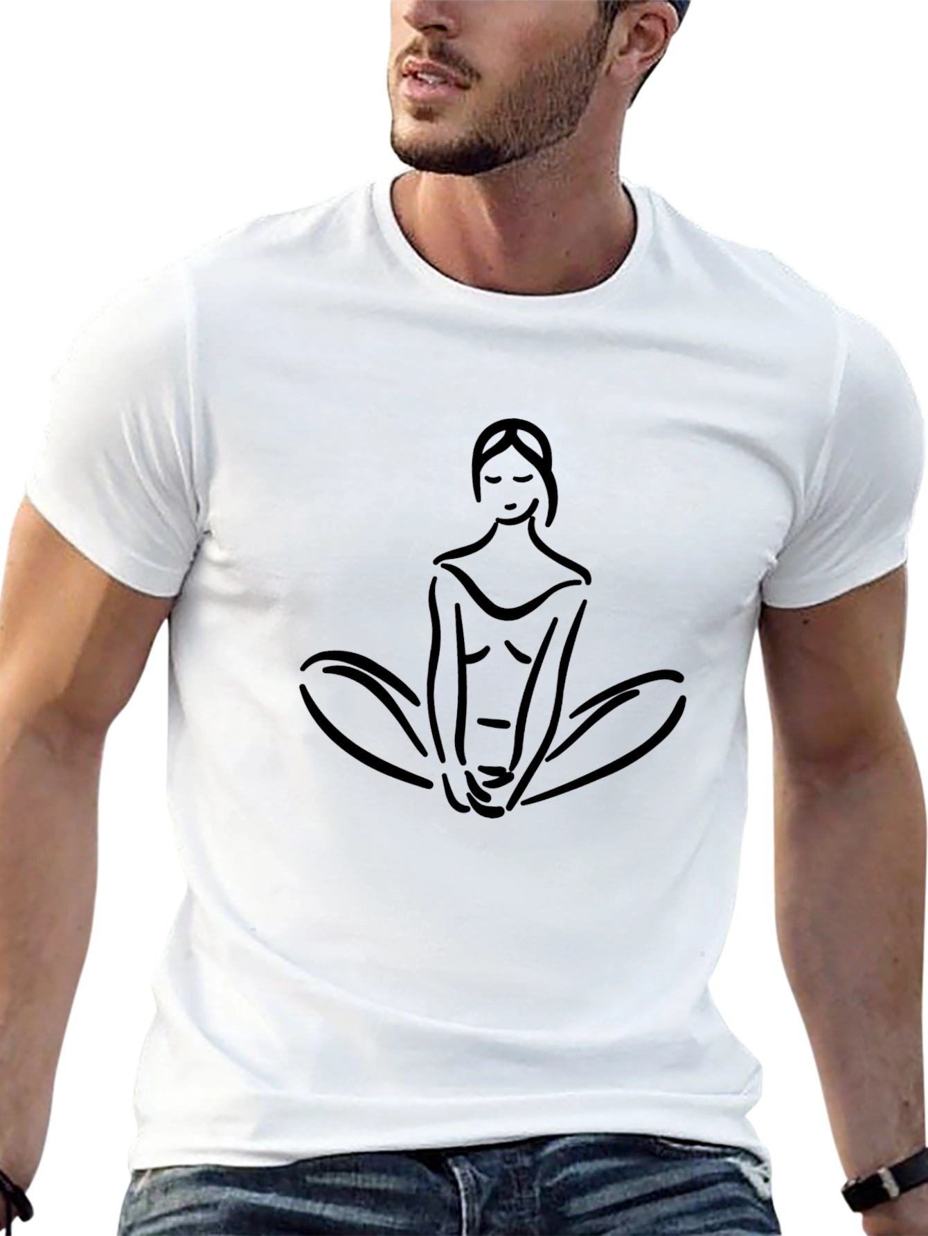 Yoga Pose T-Shirt - Minimalist Line Art