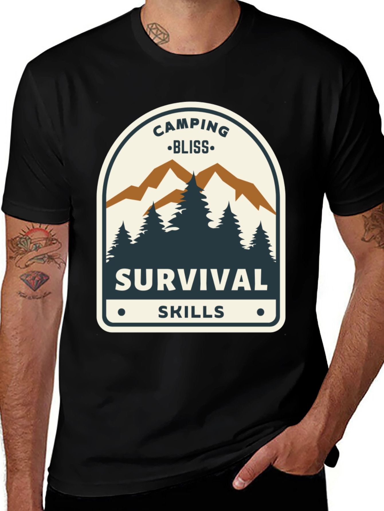 Camping Bliss Survival Skills Black T-Shirt