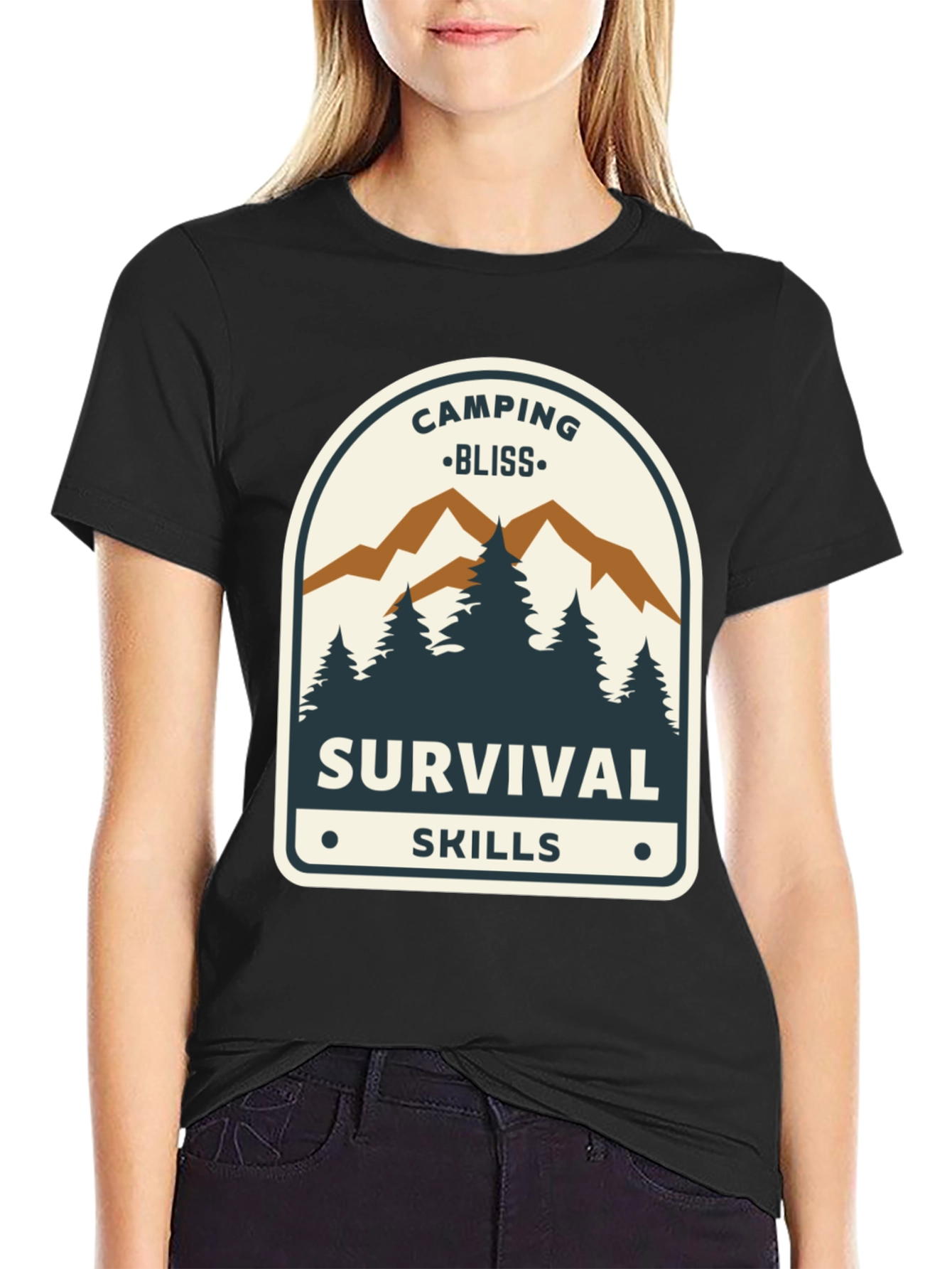 Camping Bliss Survival Skills Black T-Shirt