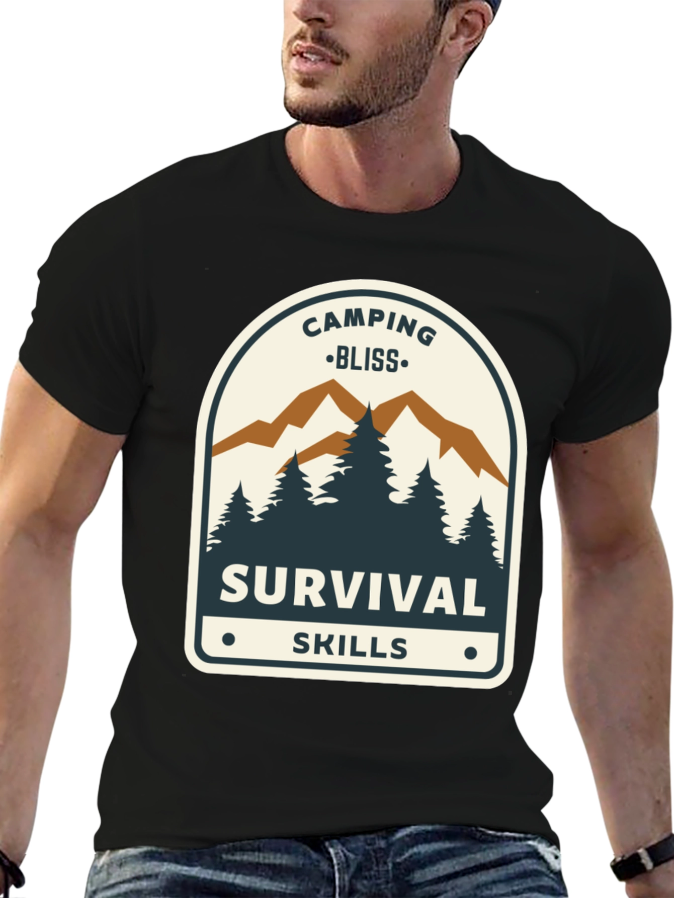 Camping Bliss Survival Skills Black T-Shirt