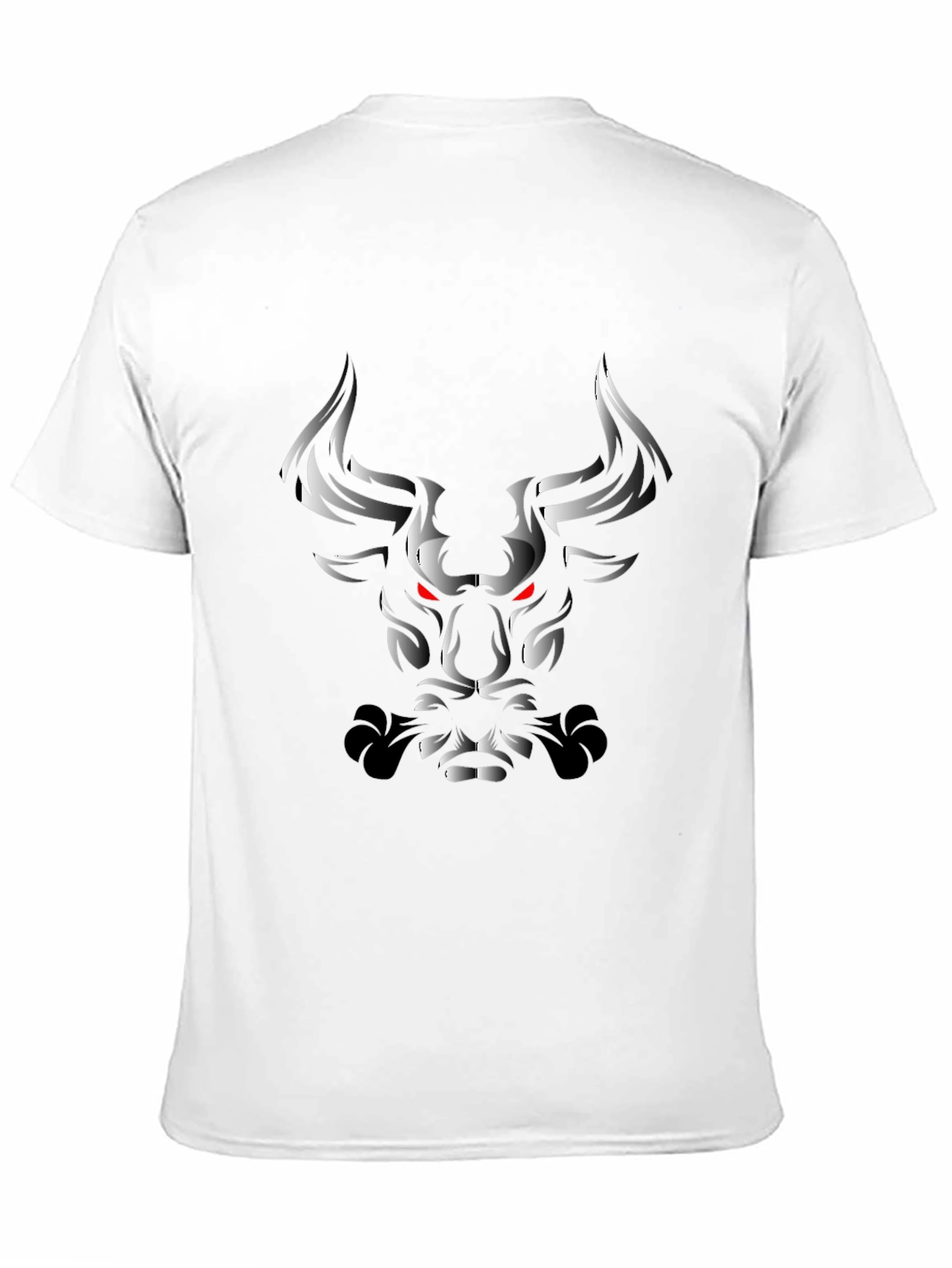 Black T-Shirt with Grayscale Bull Graphic