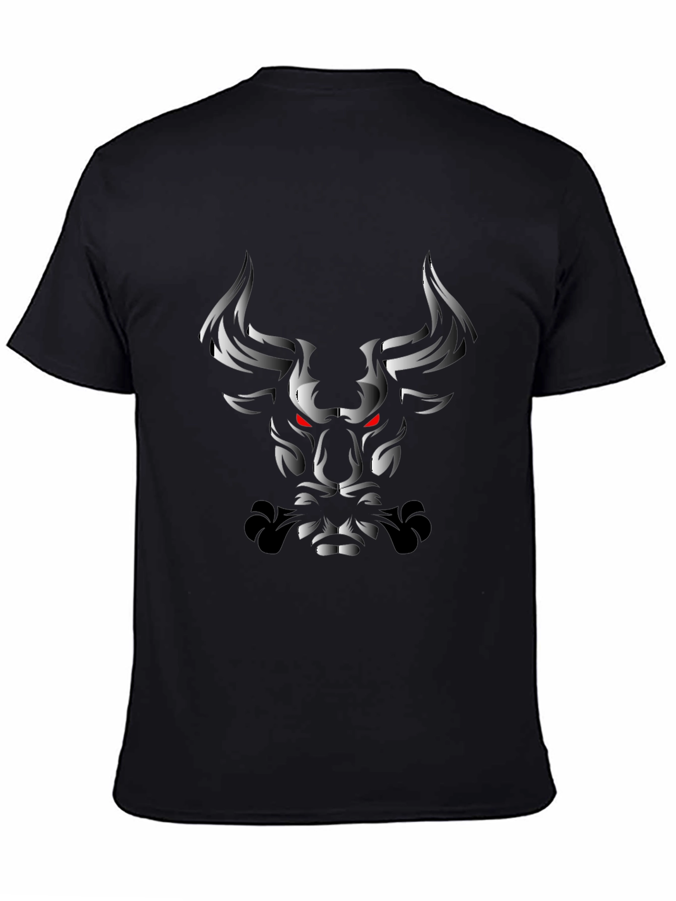 Black T-Shirt with Grayscale Bull Graphic