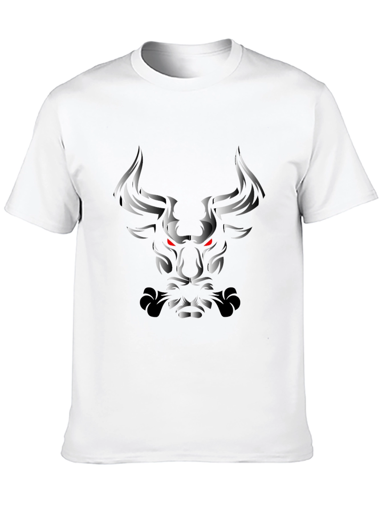 Black T-Shirt with Grayscale Bull Graphic