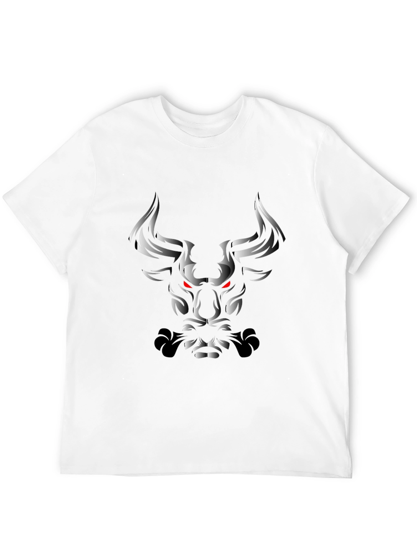 Black T-Shirt with Grayscale Bull Graphic