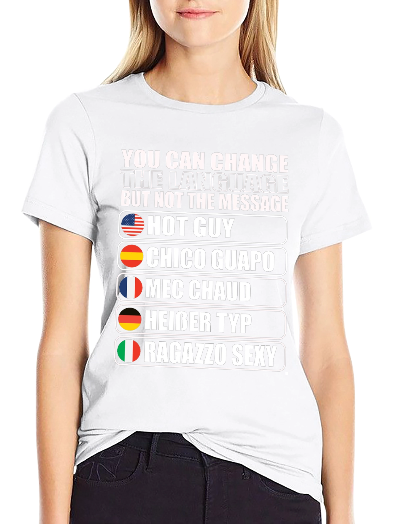 Multilingual Hot Guy Graphic T-Shirt